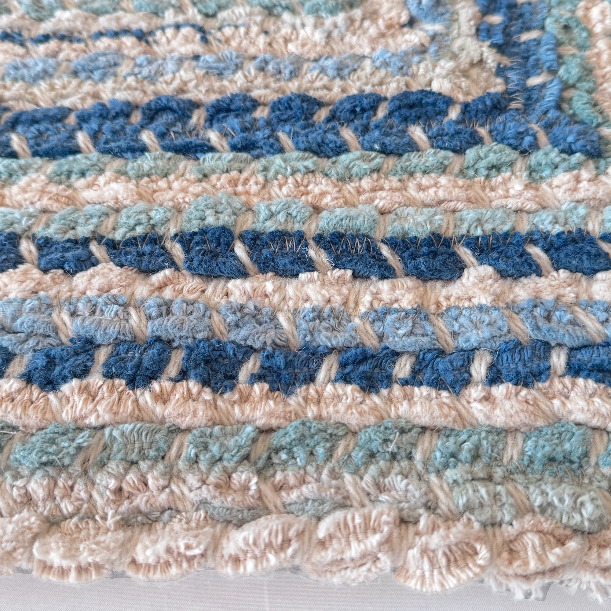 Crafted Seafoam Braided Rug Concentric Rectangle image