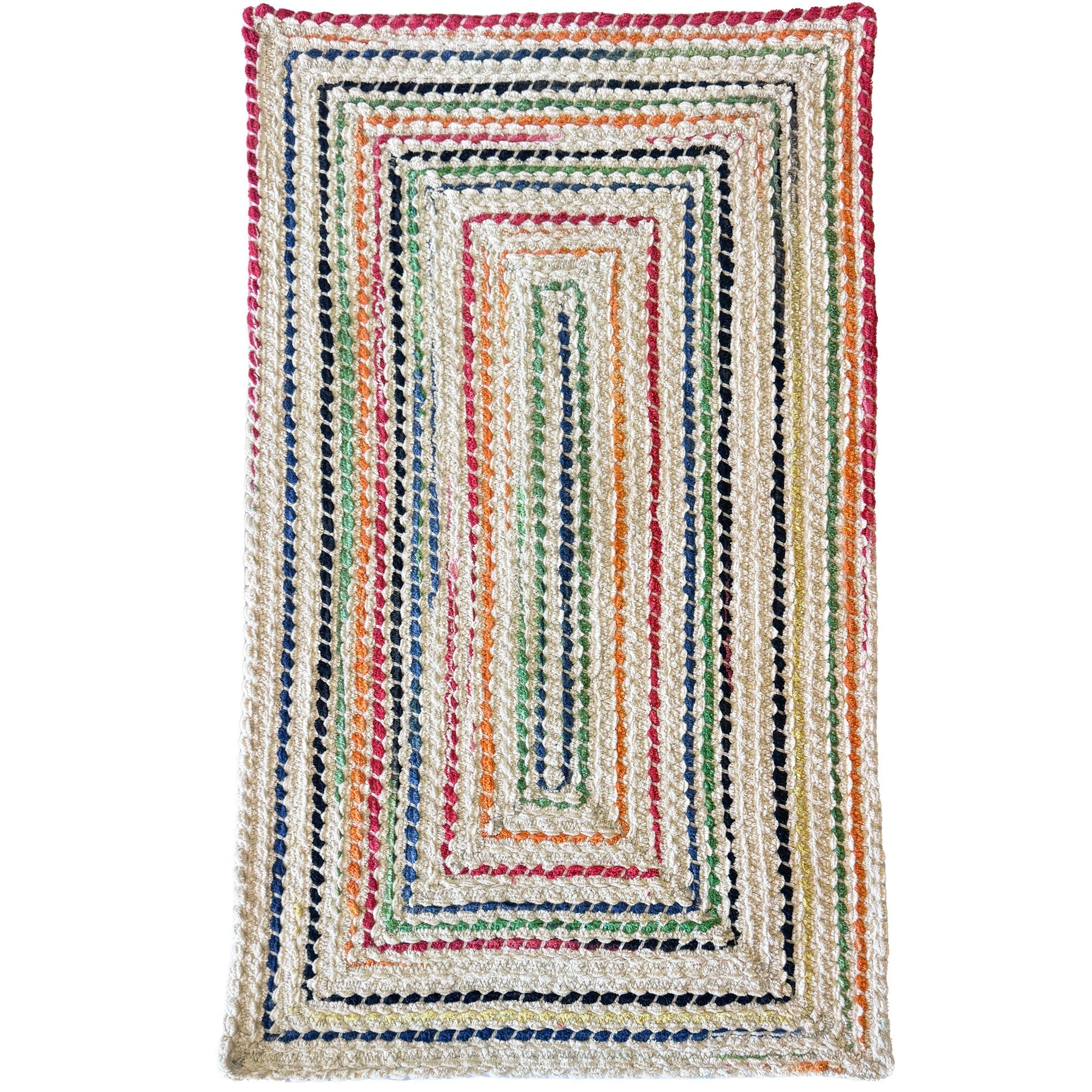 Crafted Vivid Braided Rug Concentric Rectangle image