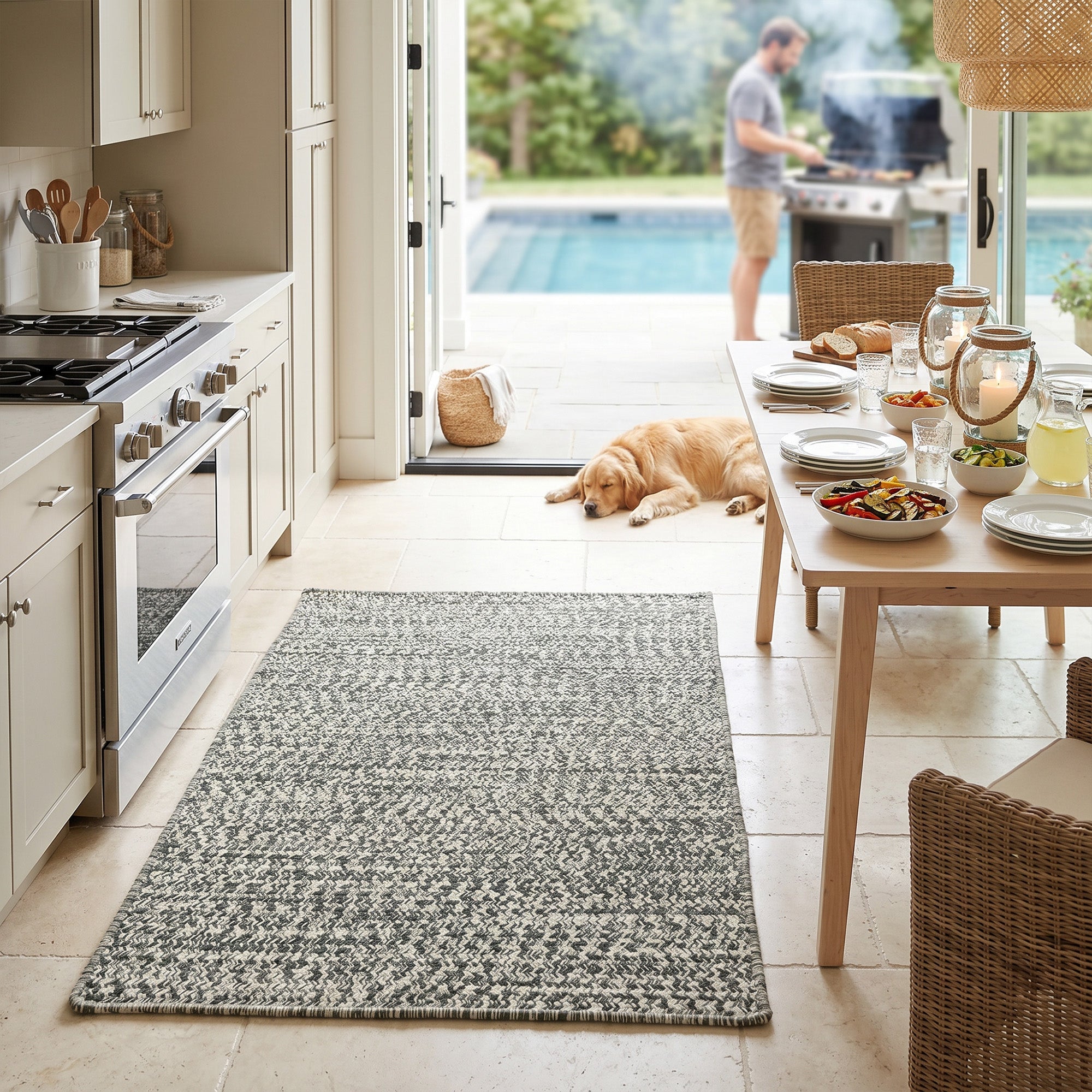 Beach Barn Tweed Seaweed Braided Rug Cross Sewn Rectangle image
