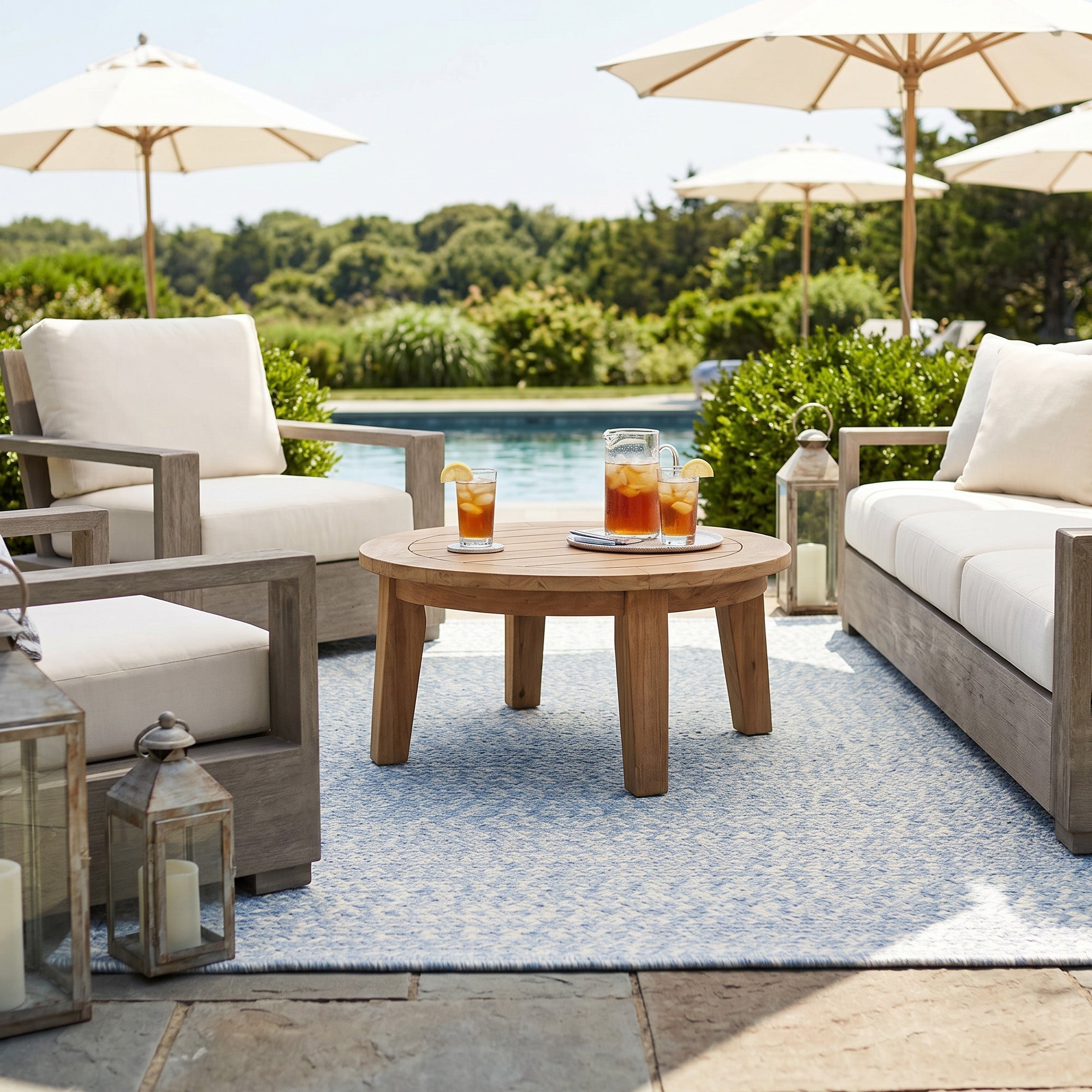 Beach Barn Tweed Baby Blue Braided Rug Cross Sewn Rectangle image
