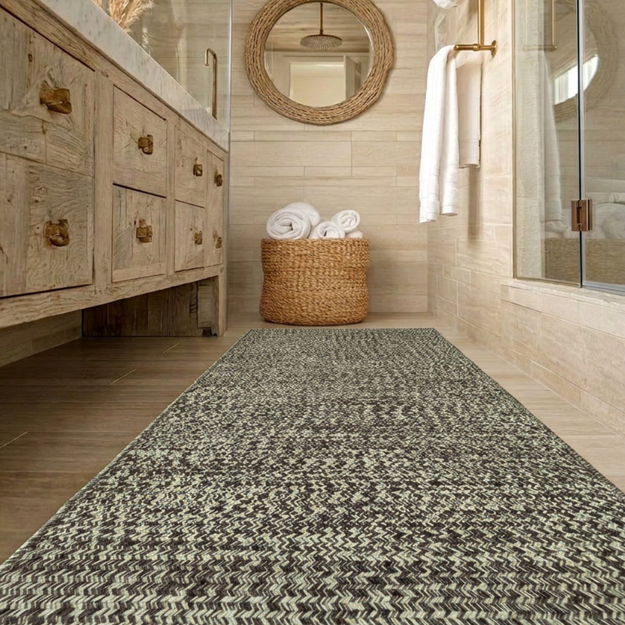 Beach Barn Tweed Driftwood Braided Rug Cross Sewn Rectangle image
