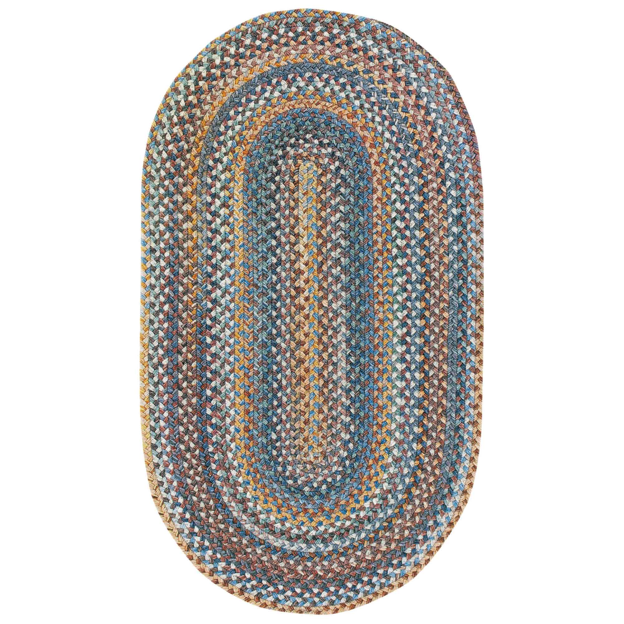 American Legacy Slate Blue Braided Rug Oval image