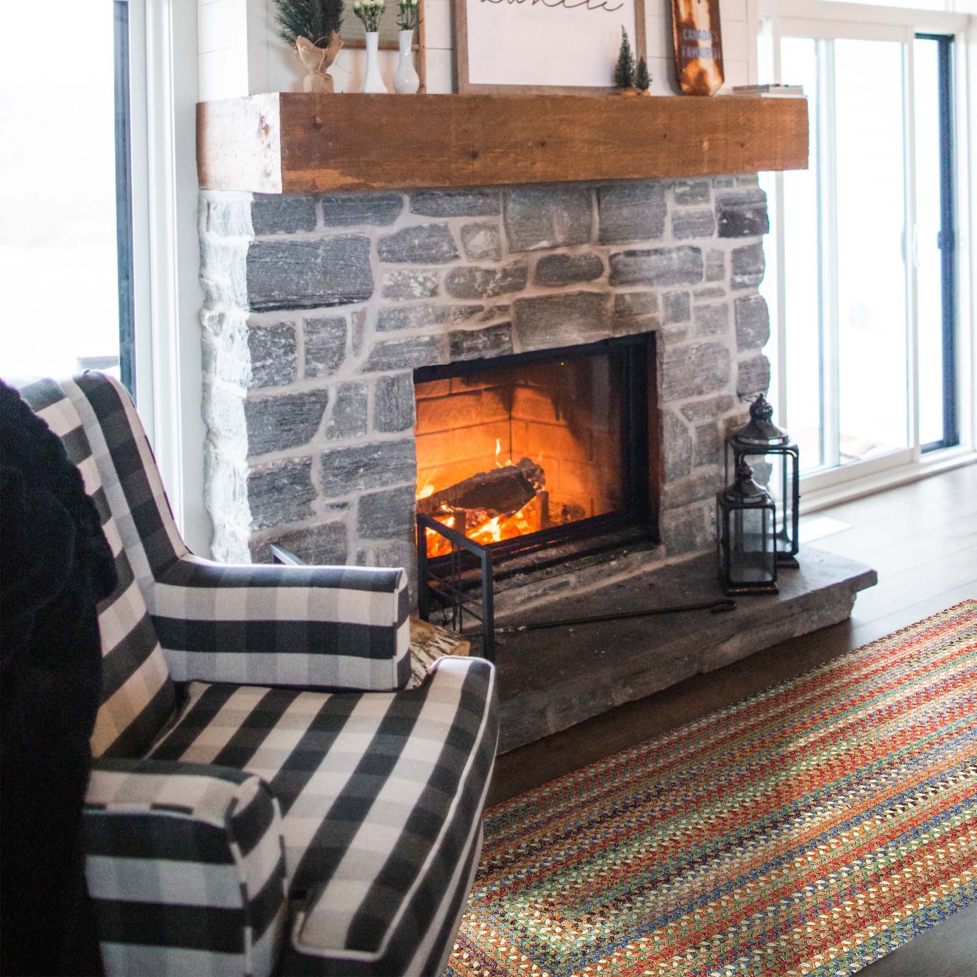 American Classic Cinnamon Braided Rug Concentric Rectangle image