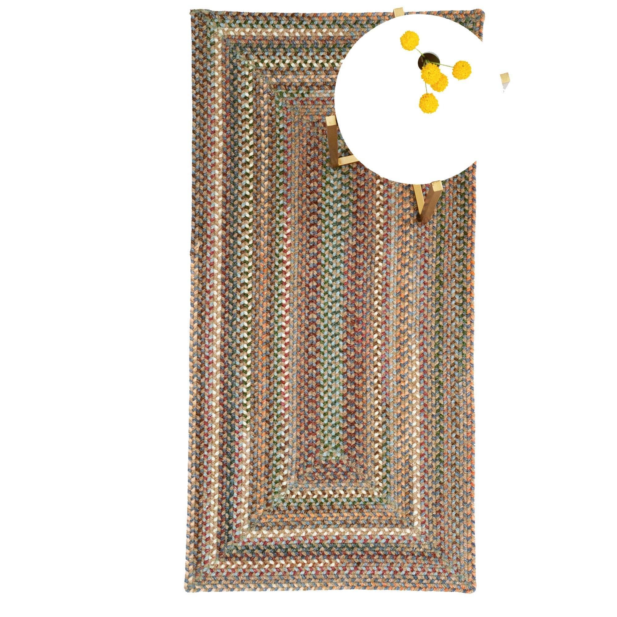 American Classic Moss Multi Braided Rug Concentric Rectangle image