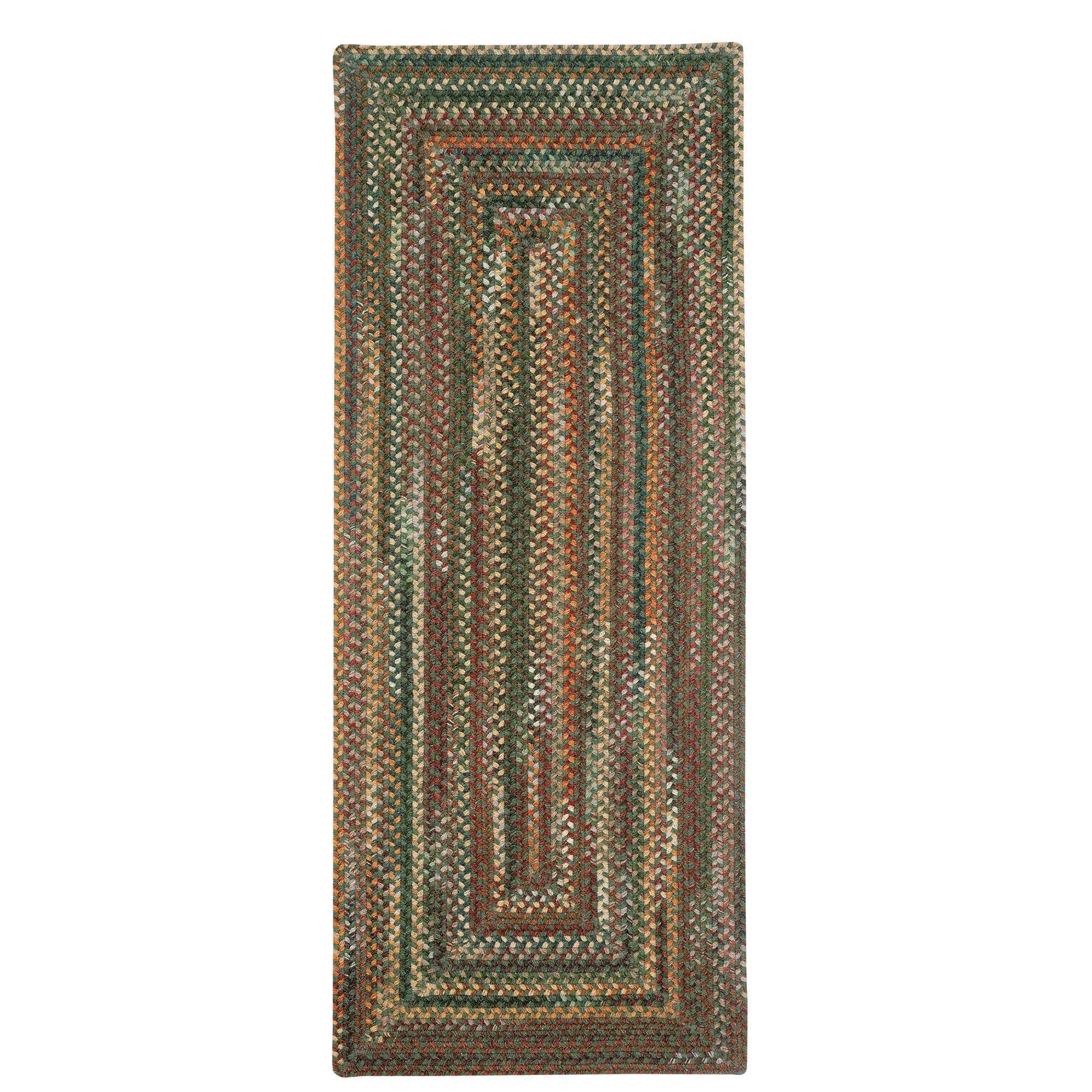 American Classic Green Multi Braided Rug Concentric Rectangle image