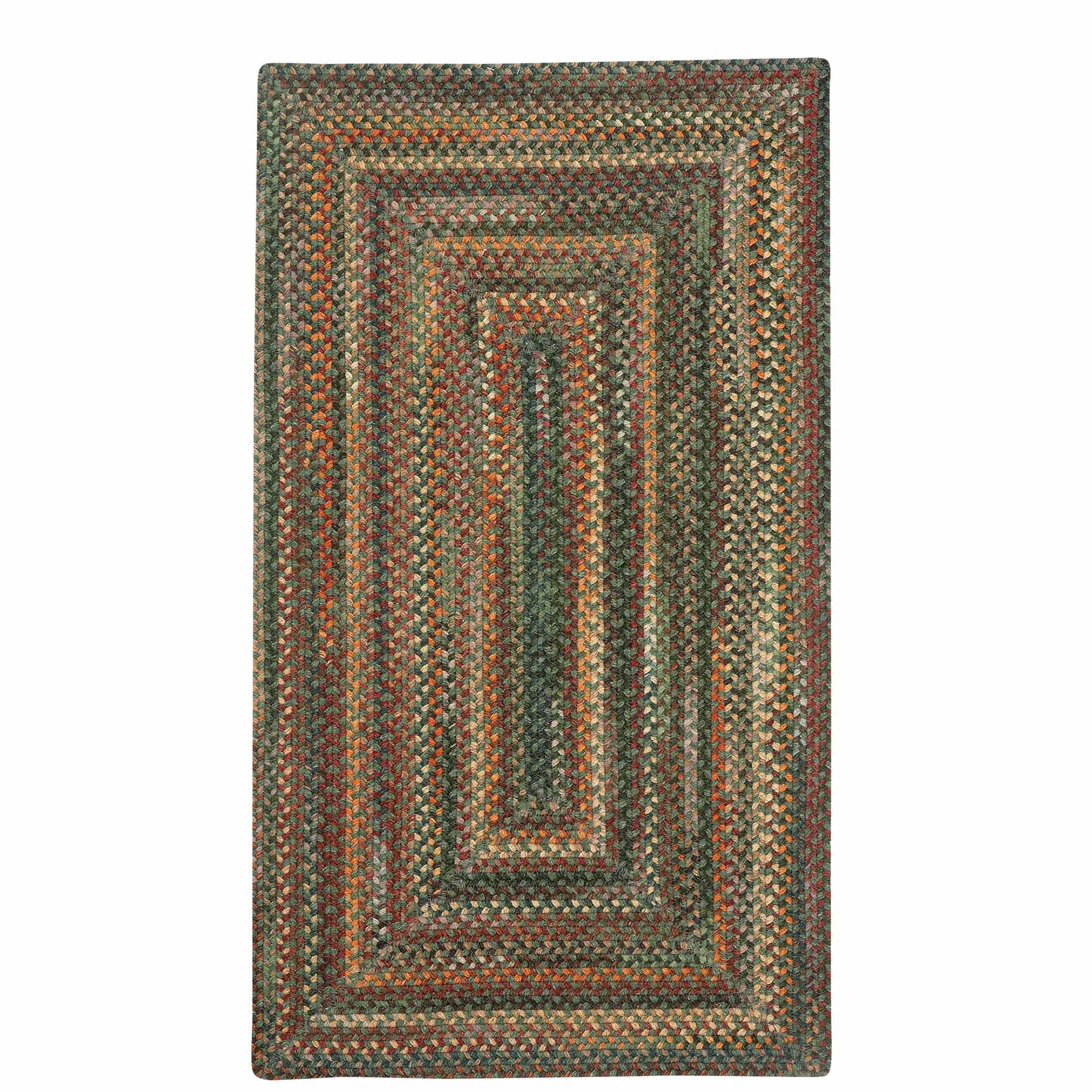 American Classic Green Multi Braided Rug Concentric Rectangle image