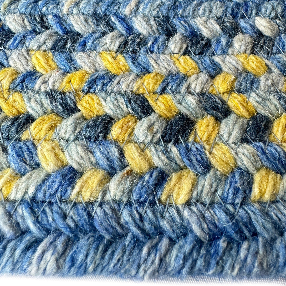 American Classic Blue Yellow Braided Rug Round image