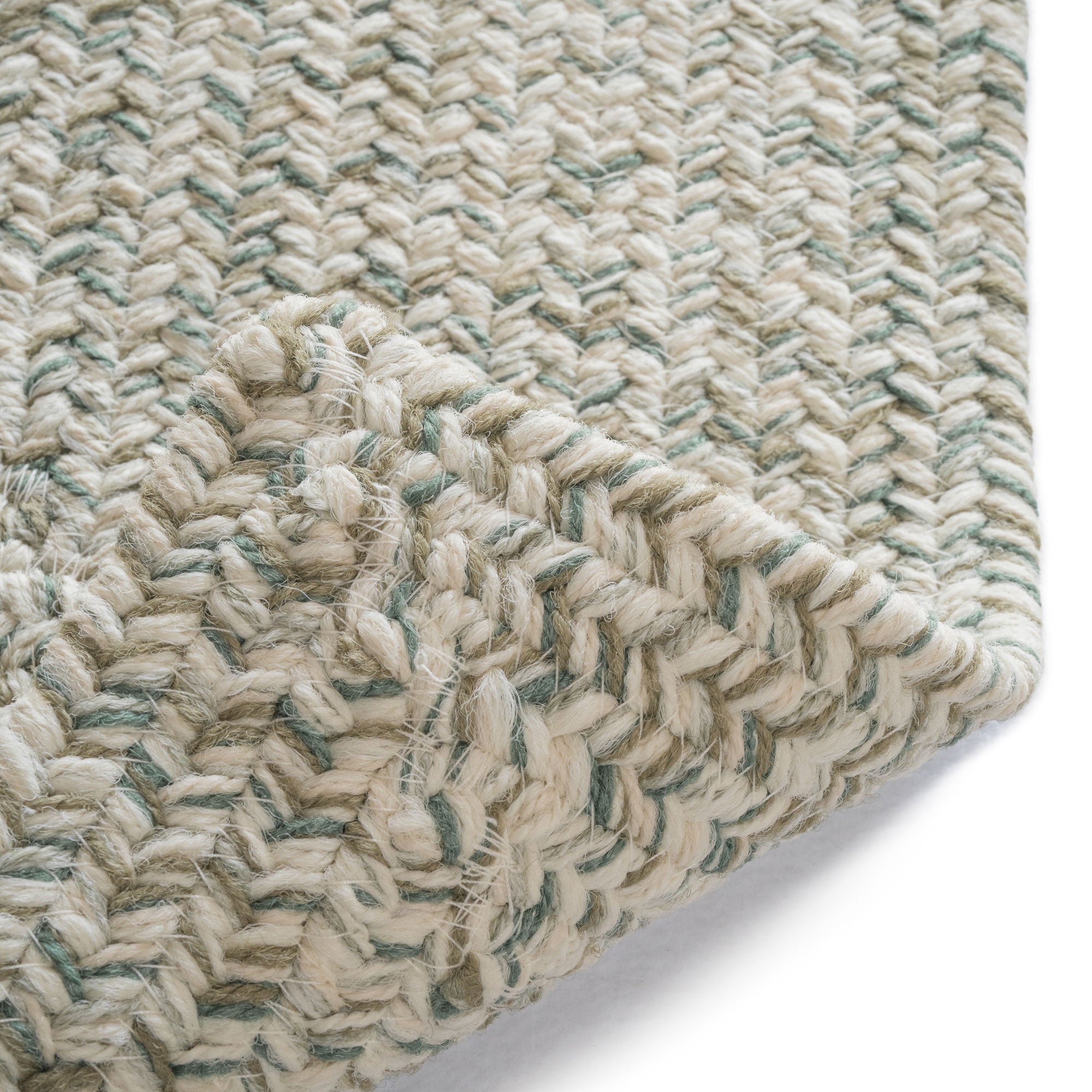 Stockton Light Green Braided Rug Concentric Rectangle image