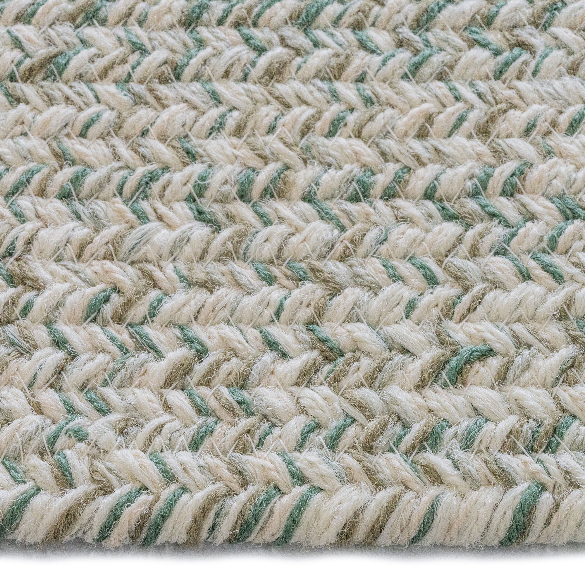 Stockton Light Green Braided Rug Concentric Rectangle image