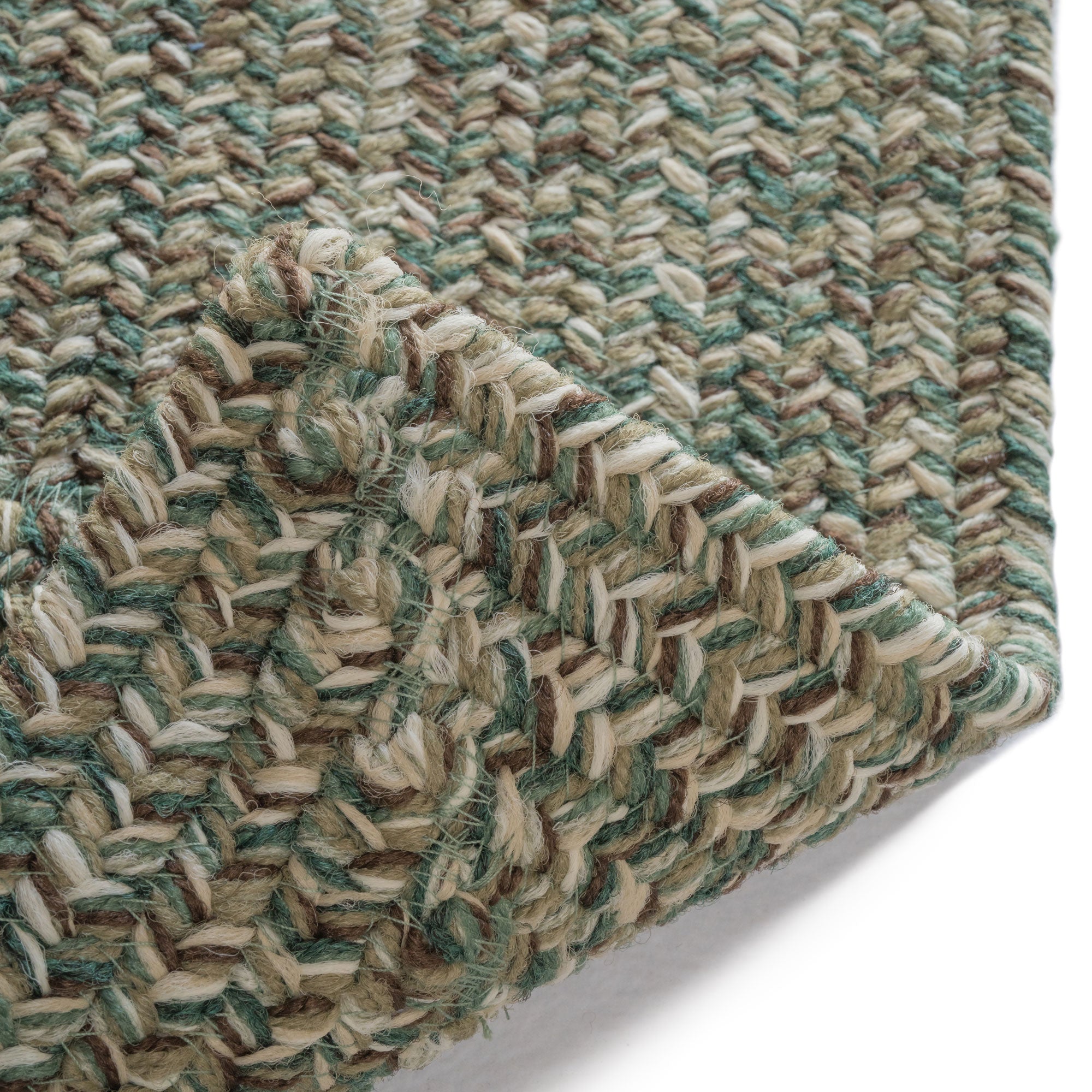 Stockton Medium Green Braided Rug Concentric Rectangle image