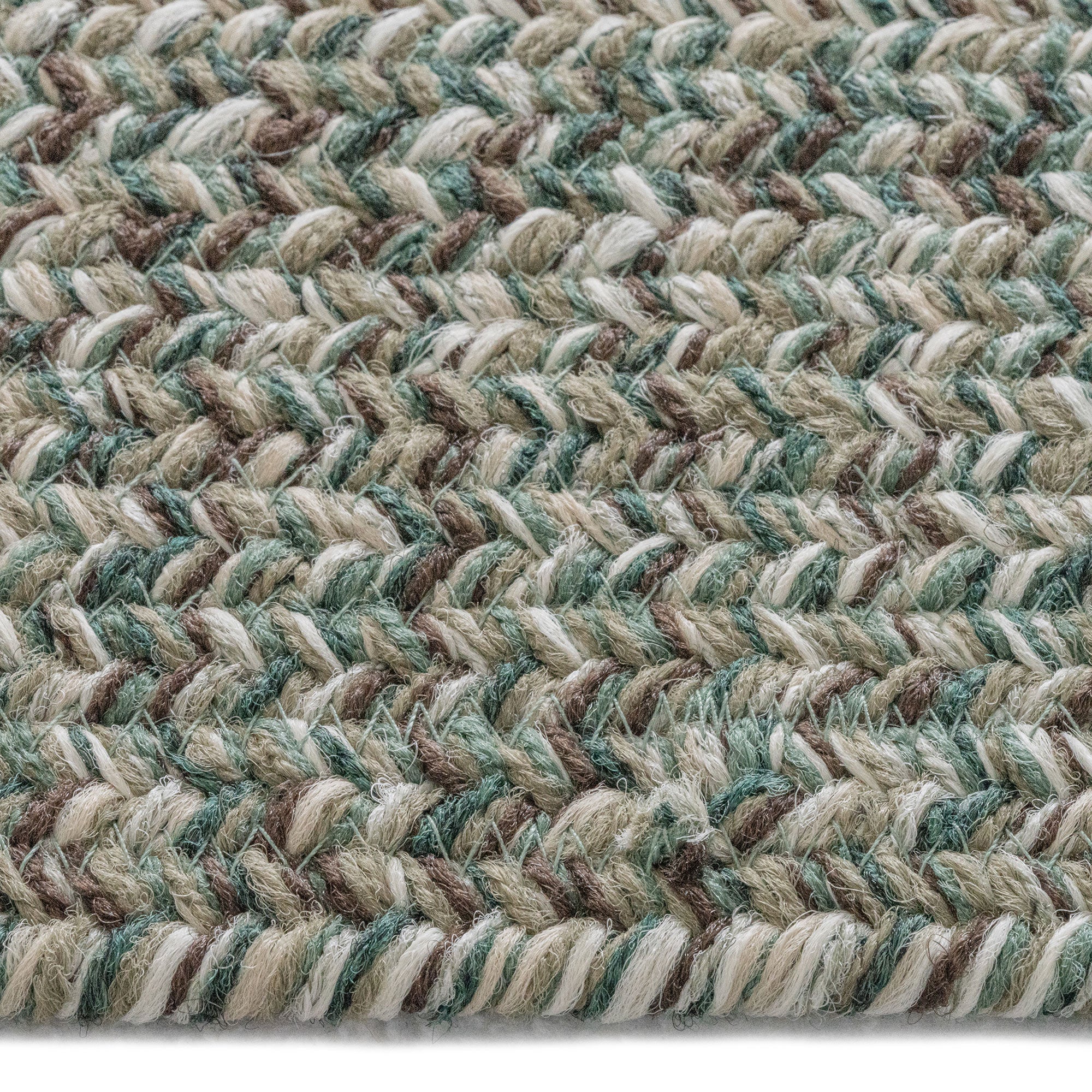 Stockton Medium Green Braided Rug Concentric Rectangle image