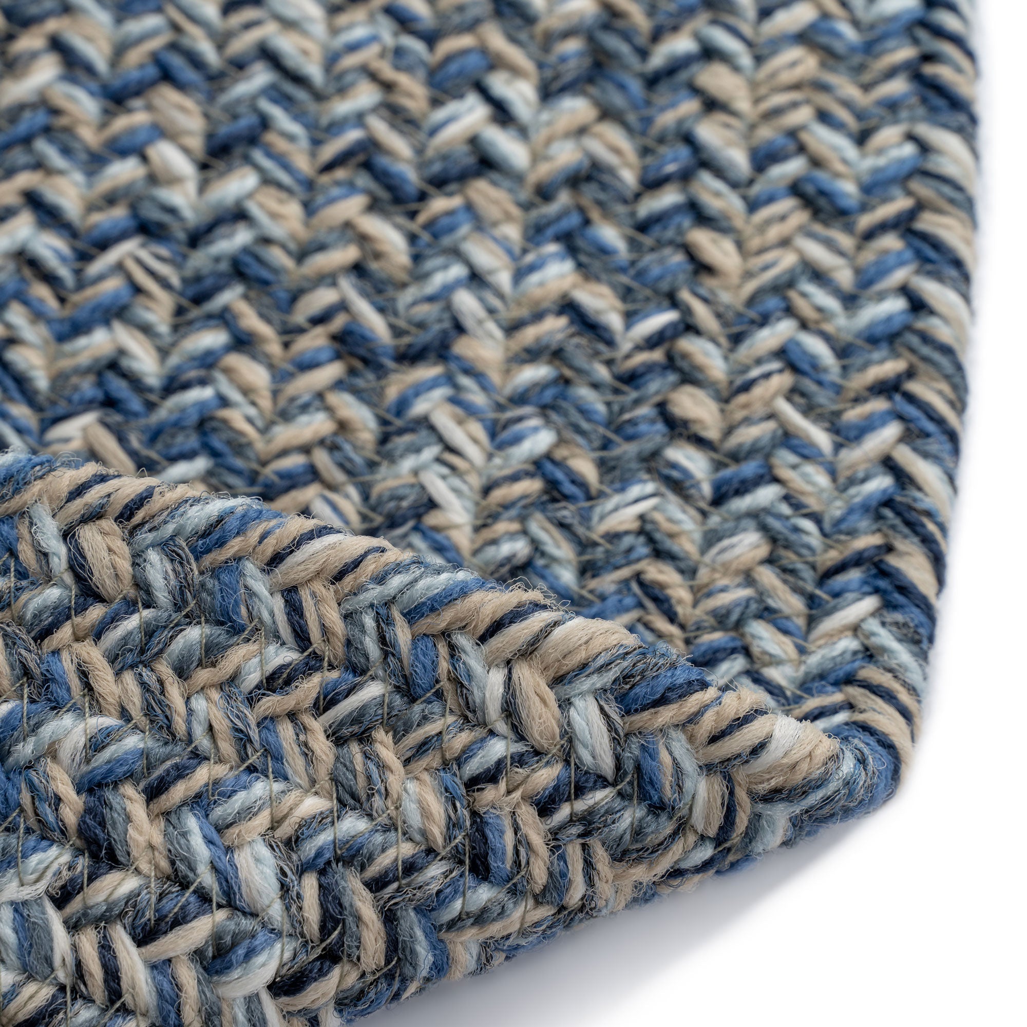 Stockton Medium Blue Braided Rug Round image