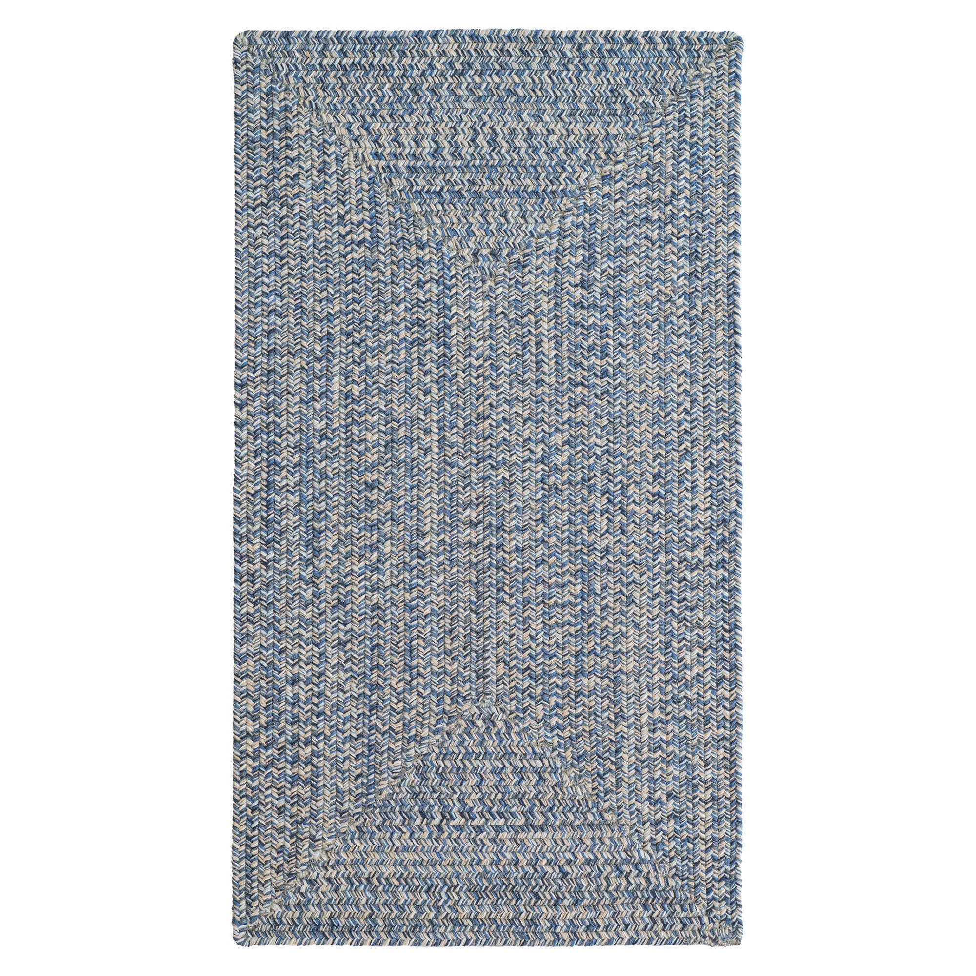 Stockton Medium Blue Braided Rug Concentric Rectangle image