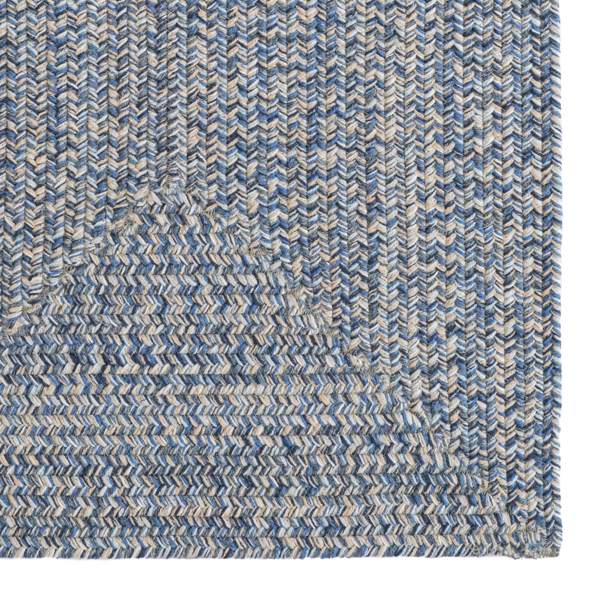 Stockton Medium Blue Braided Rug Concentric Rectangle image