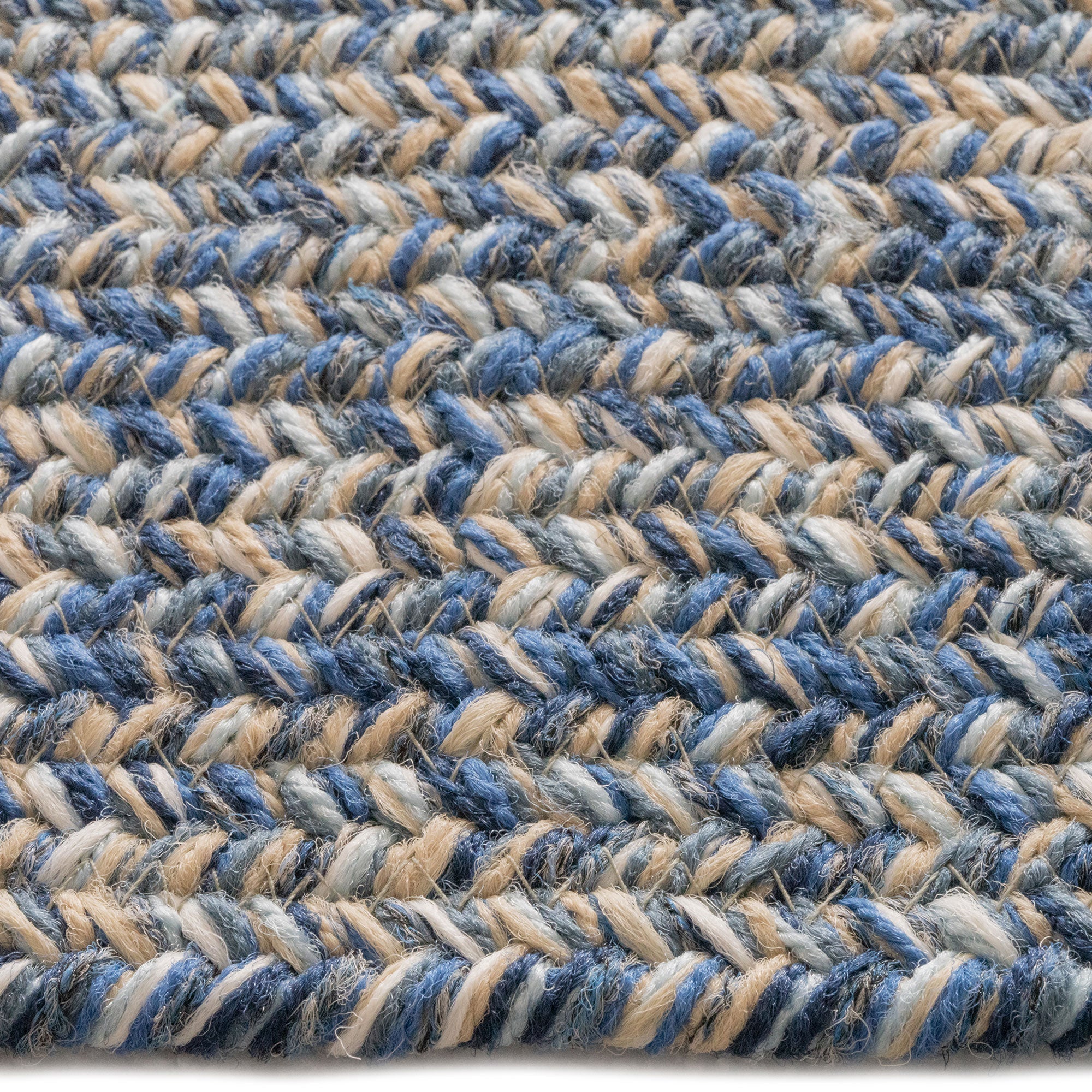 Stockton Medium Blue Braided Rug Concentric Rectangle image