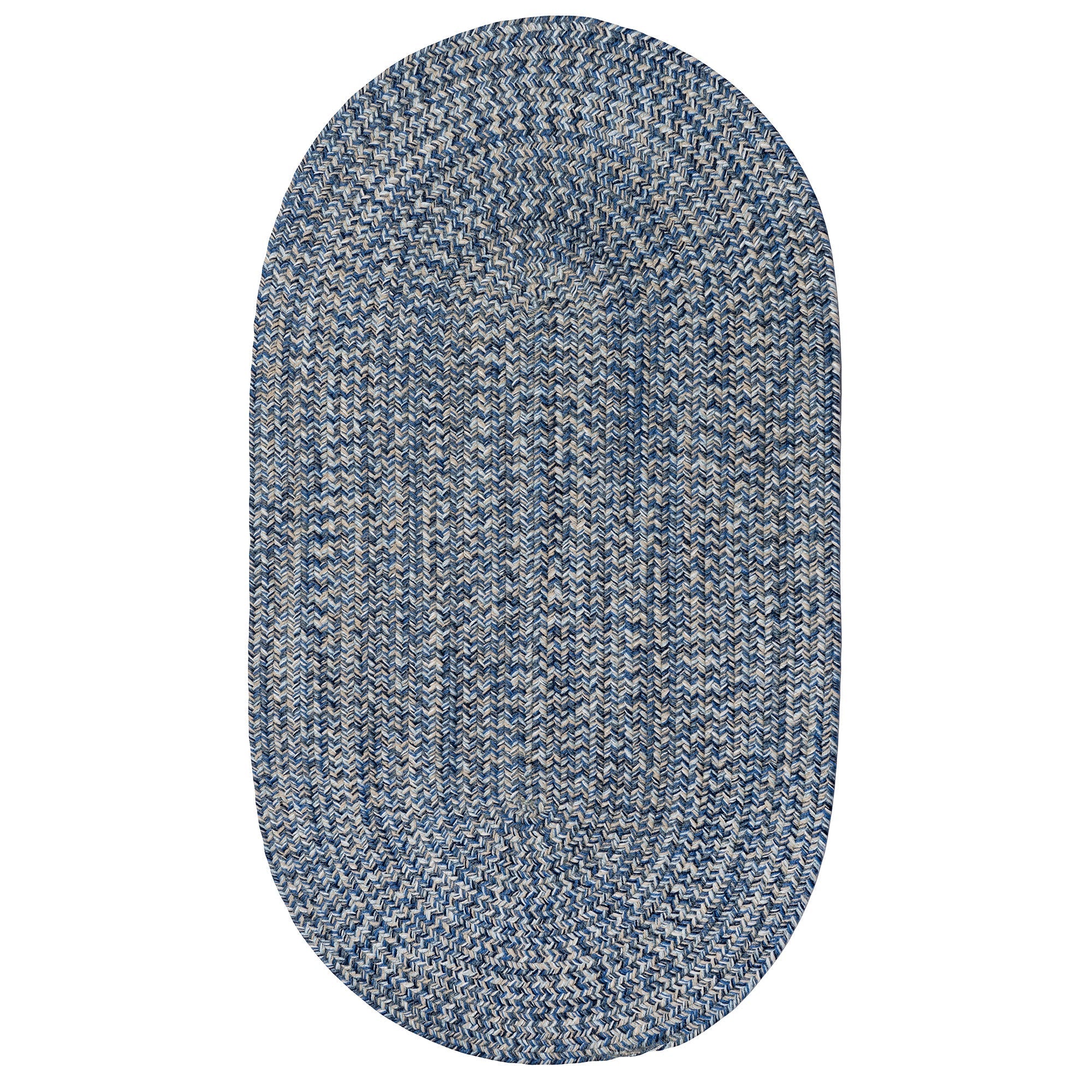 Stockton Medium Blue Braided Rug Oval image