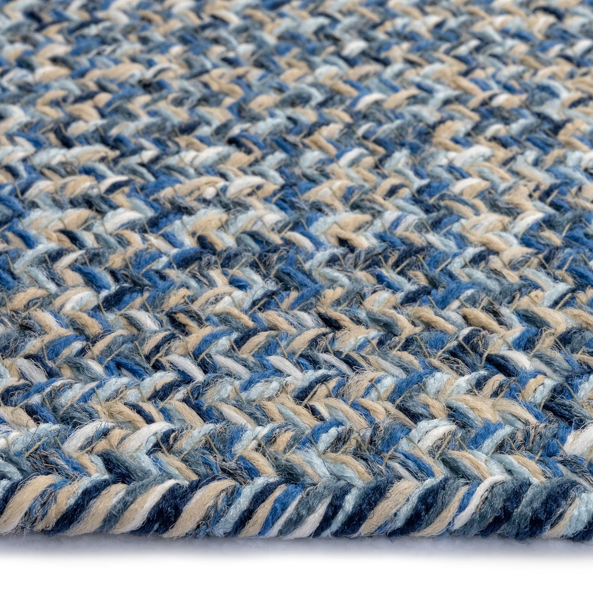 Stockton Medium Blue Braided Rug Oval image