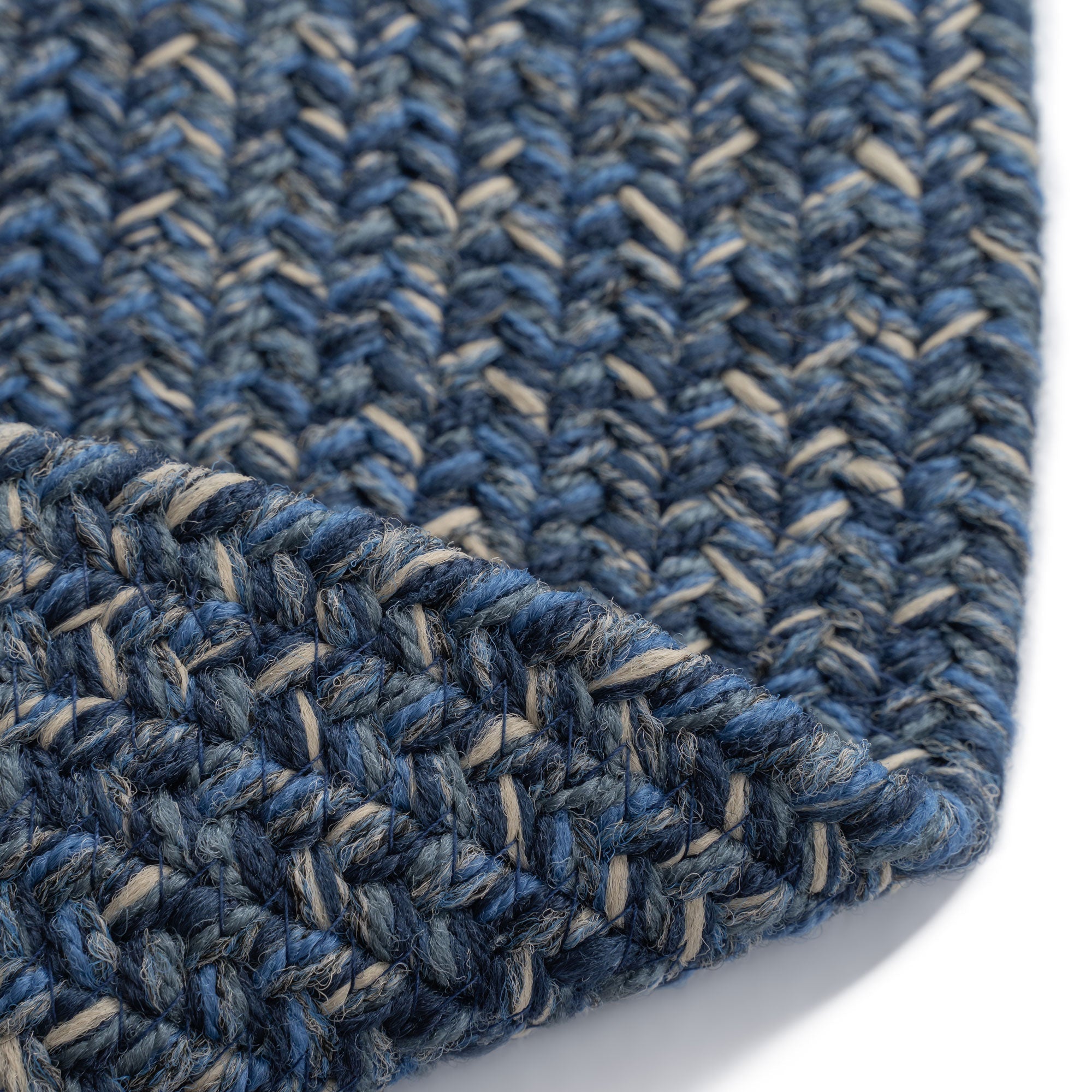 Stockton Dark Blue Braided Rug Round image