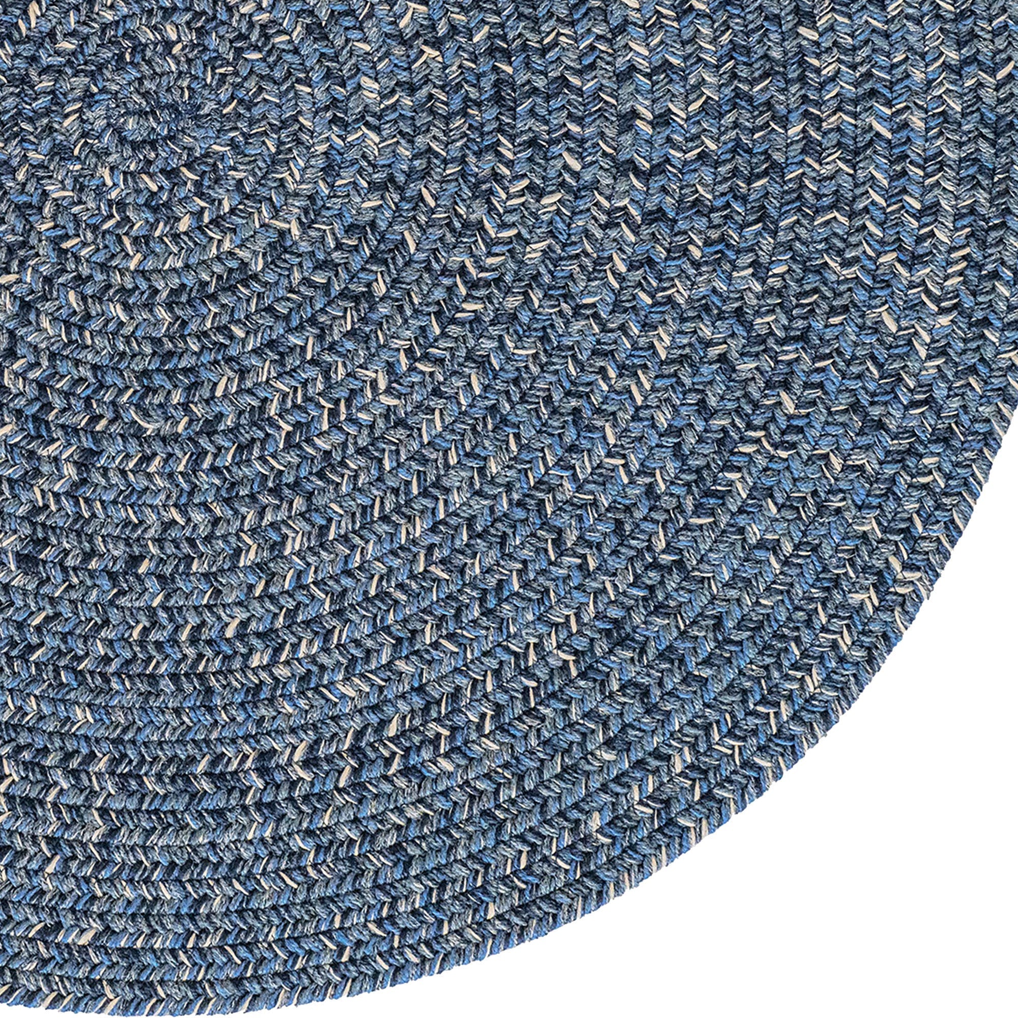 Stockton Dark Blue Braided Rug Round image