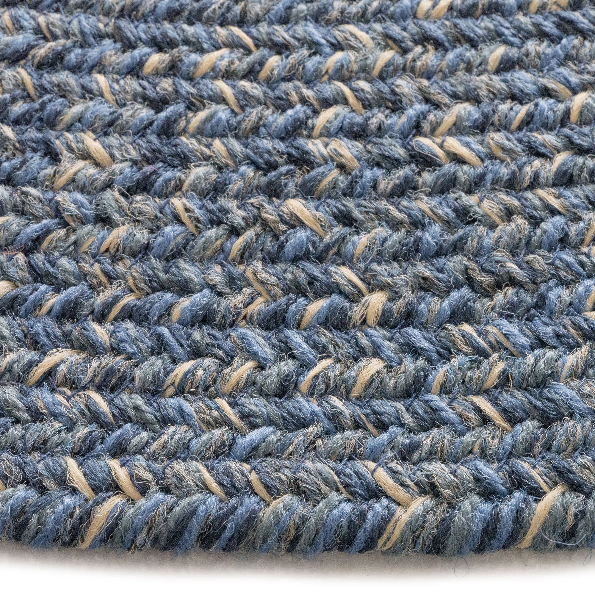 Stockton Dark Blue Braided Rug Round image