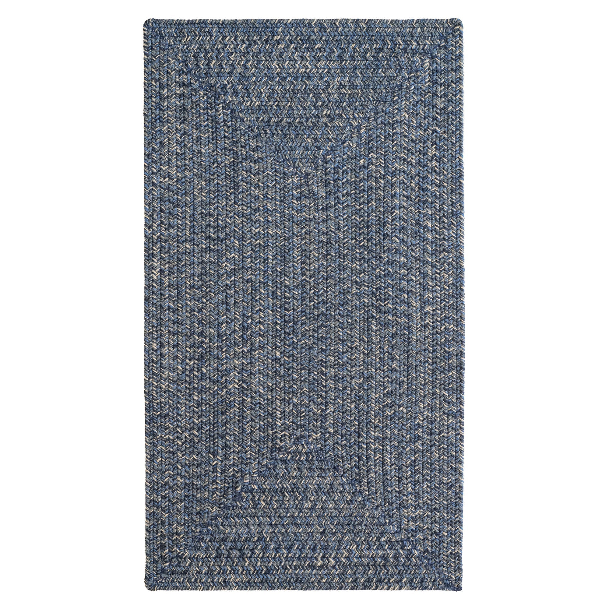 Stockton Dark Blue Braided Rug Concentric Rectangle image