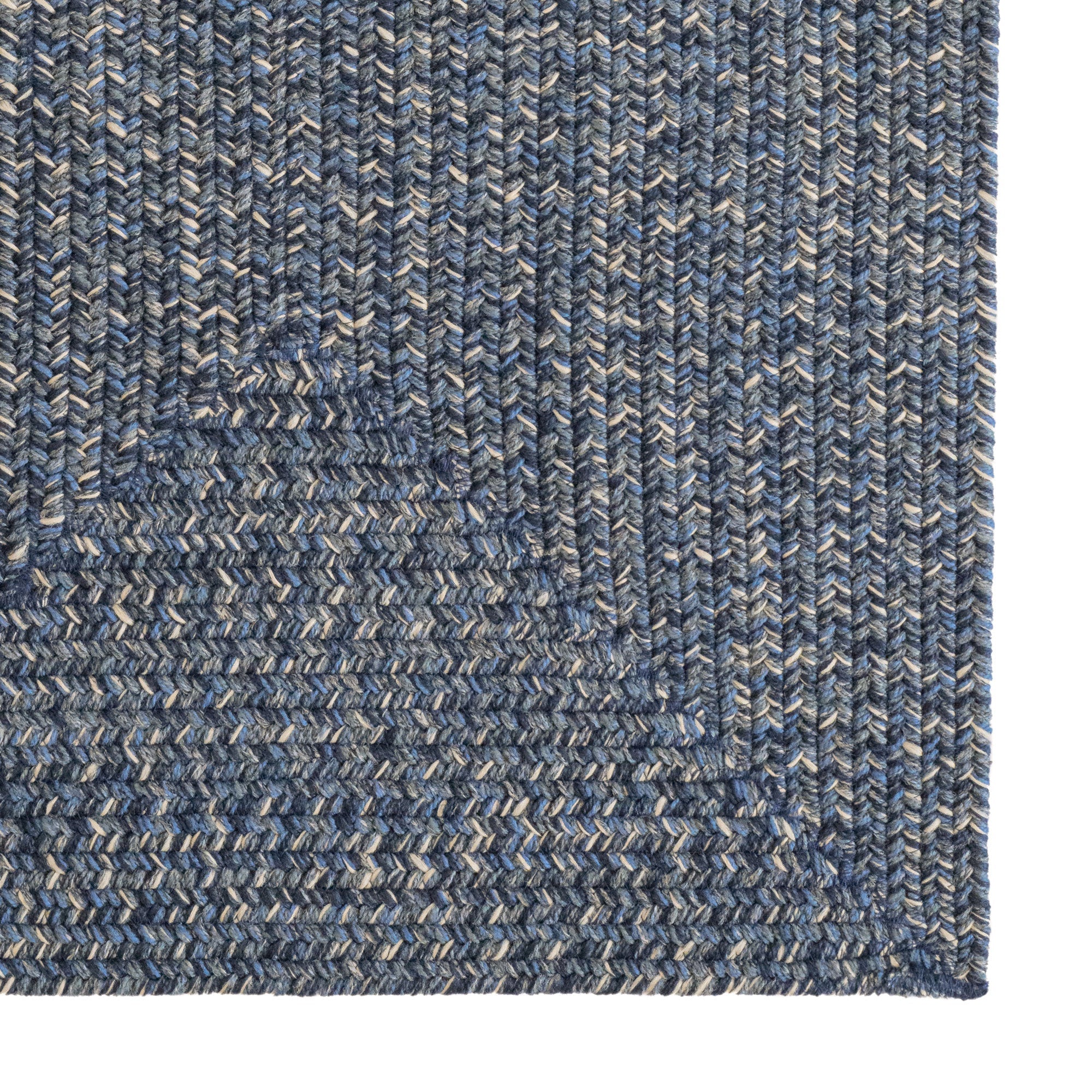 Stockton Dark Blue Braided Rug Concentric Rectangle image