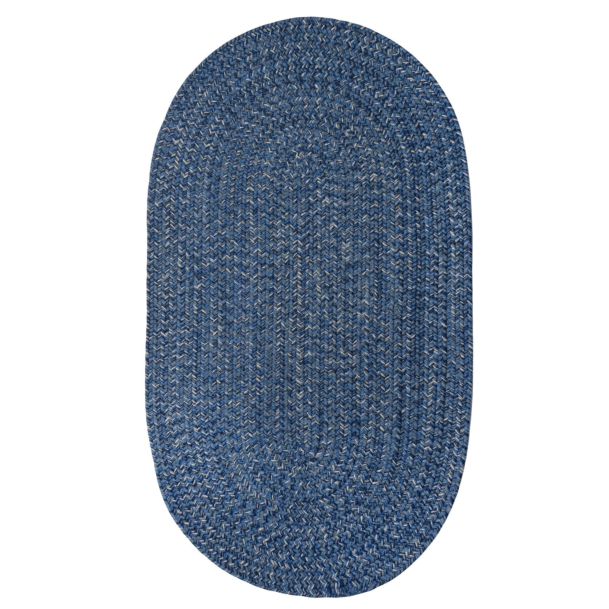 Stockton Dark Blue Braided Rug Oval image