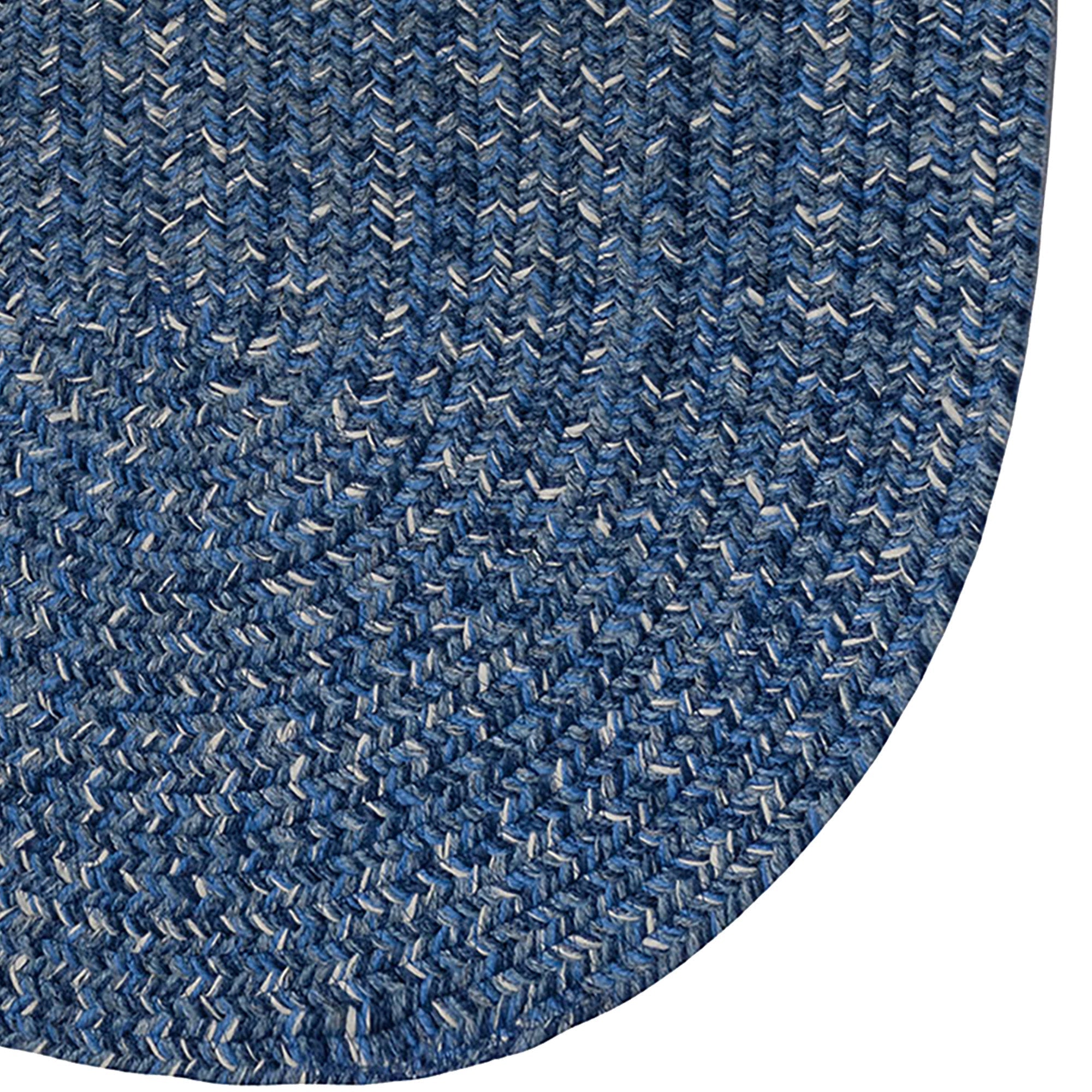 Stockton Dark Blue Braided Rug Oval image