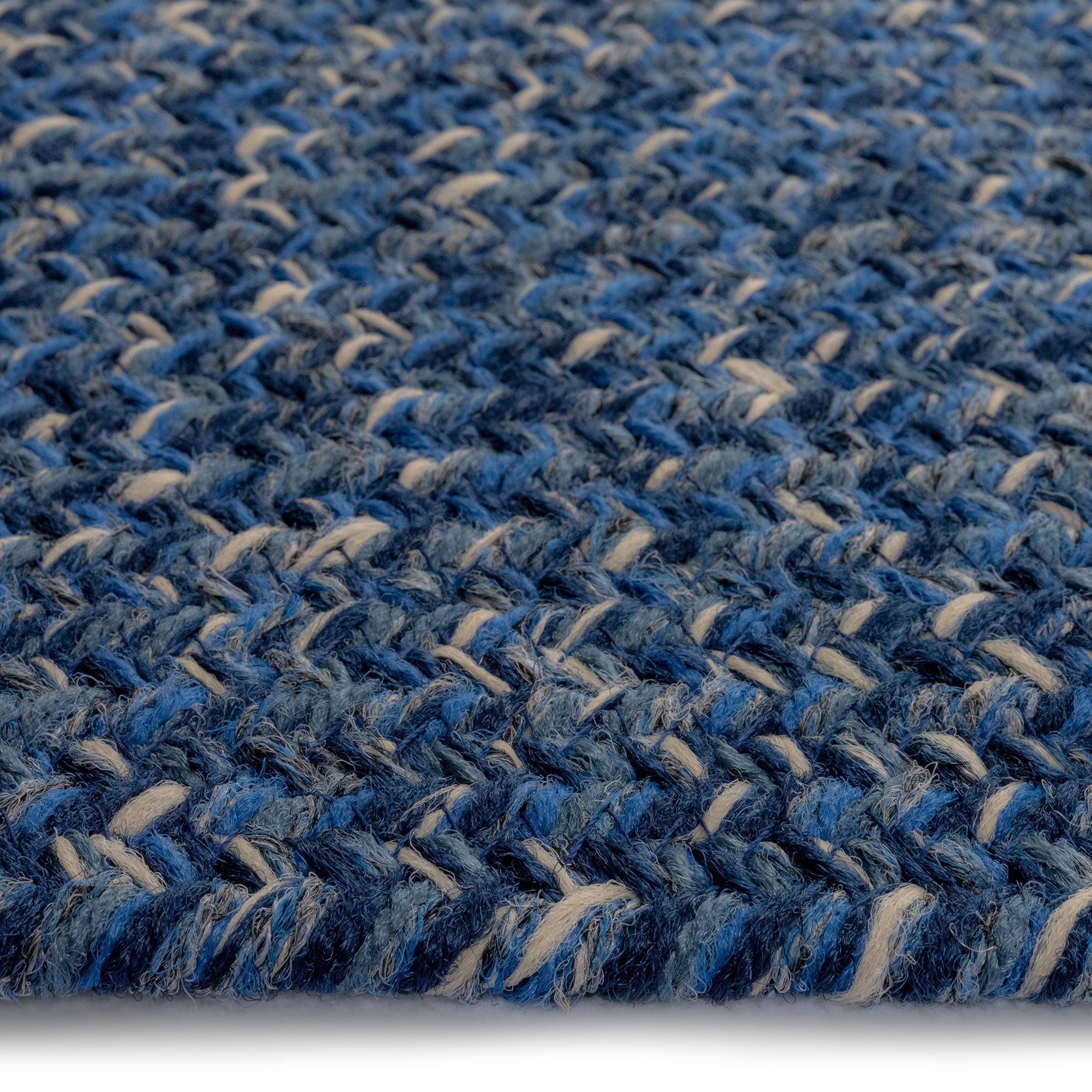 Stockton Dark Blue Braided Rug Oval image