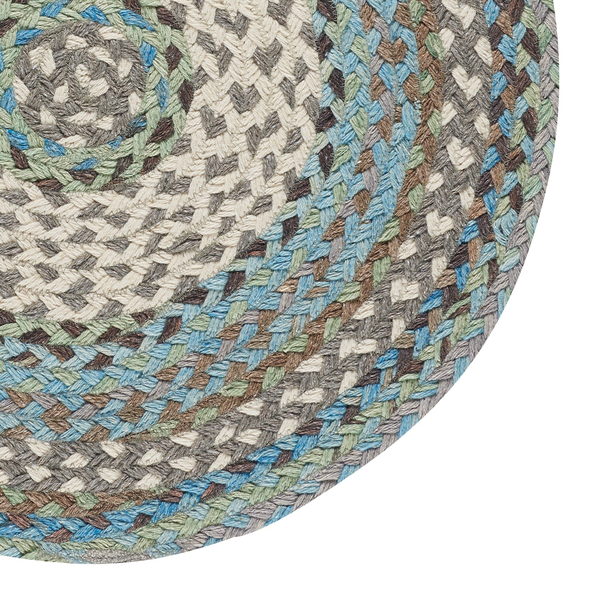 Wanderer Ocean Blue Braided Rug Round image