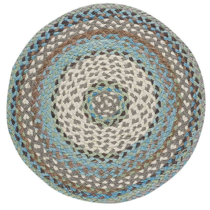 Wanderer Ocean Blue Braided Rug Round image