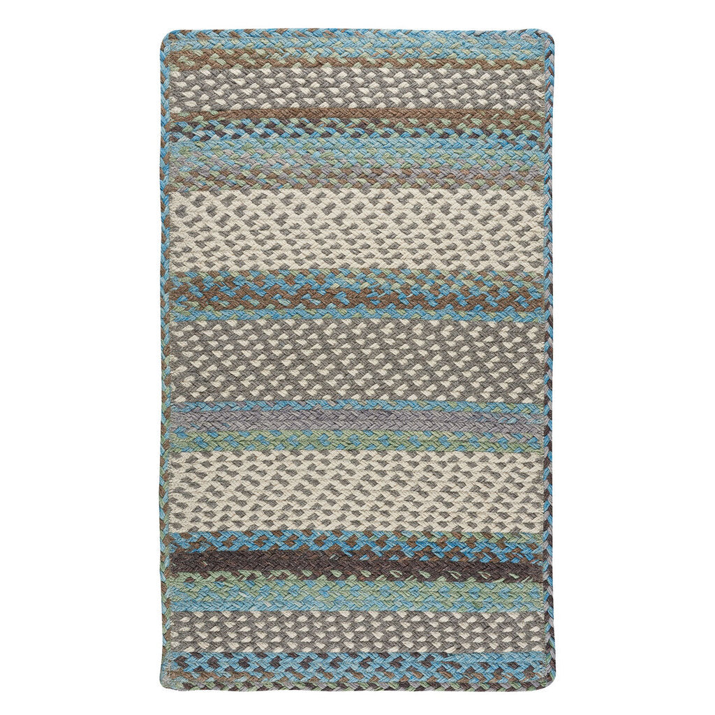 Wanderer Ocean Blue Braided Rug Cross Sewn Rectangle image