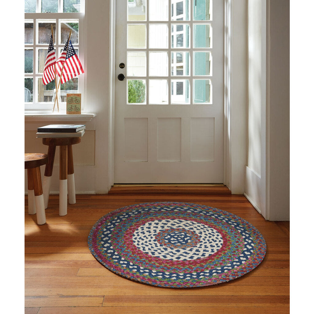 Wanderer Global Blue Braided Rug Round image