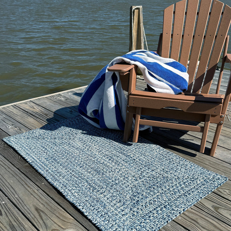 Dockside Cobalt Sea Braided Rug Concentric Roomshot image