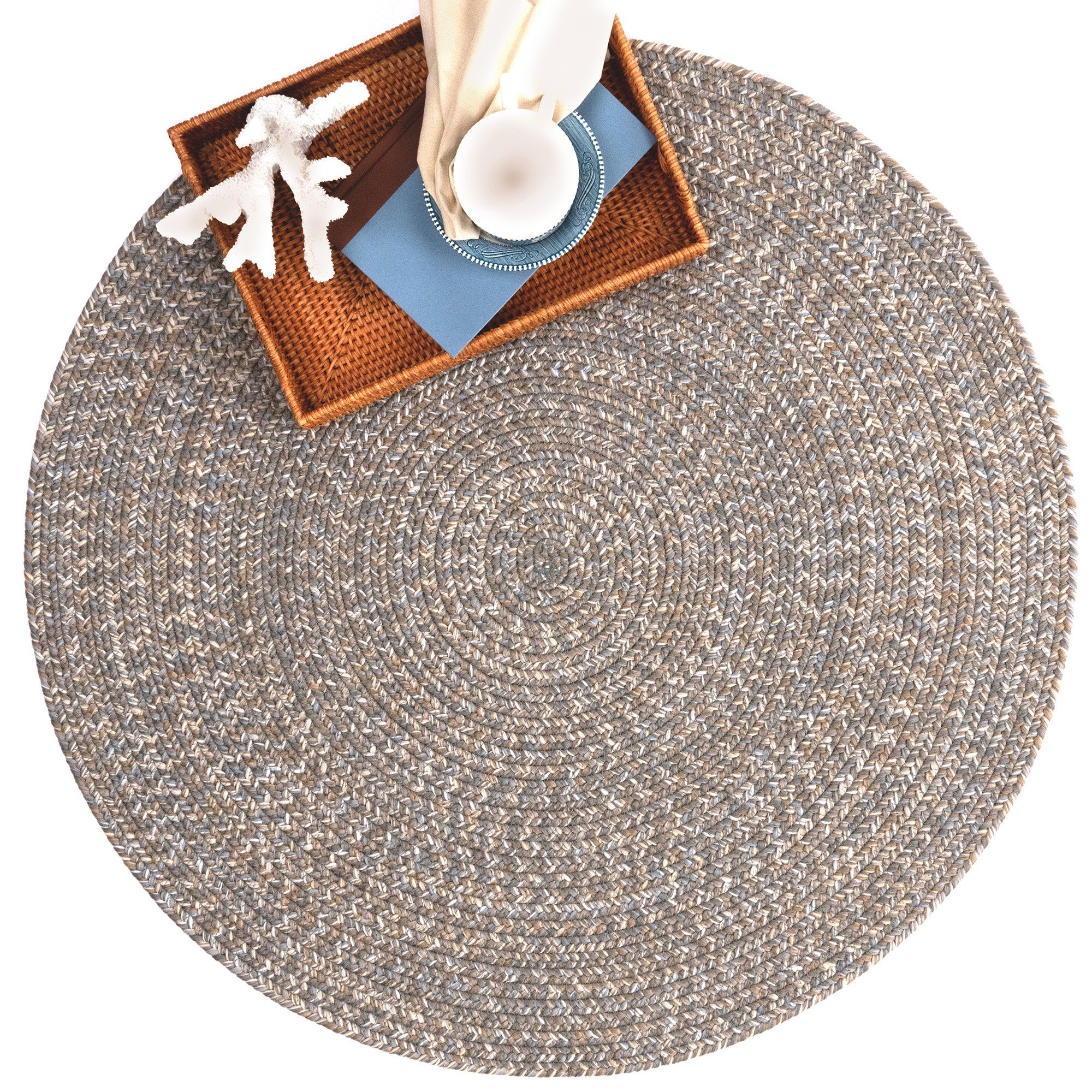 Seaport Granite Braided Rug Round image