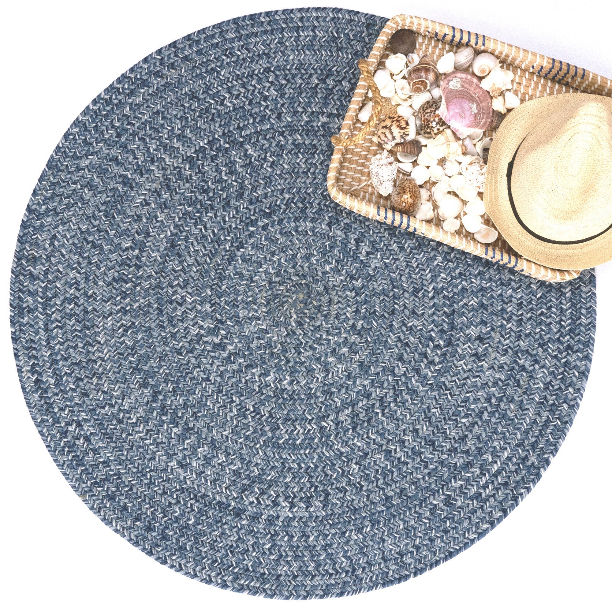 Seaport Blue Bay Braided Rug Round image