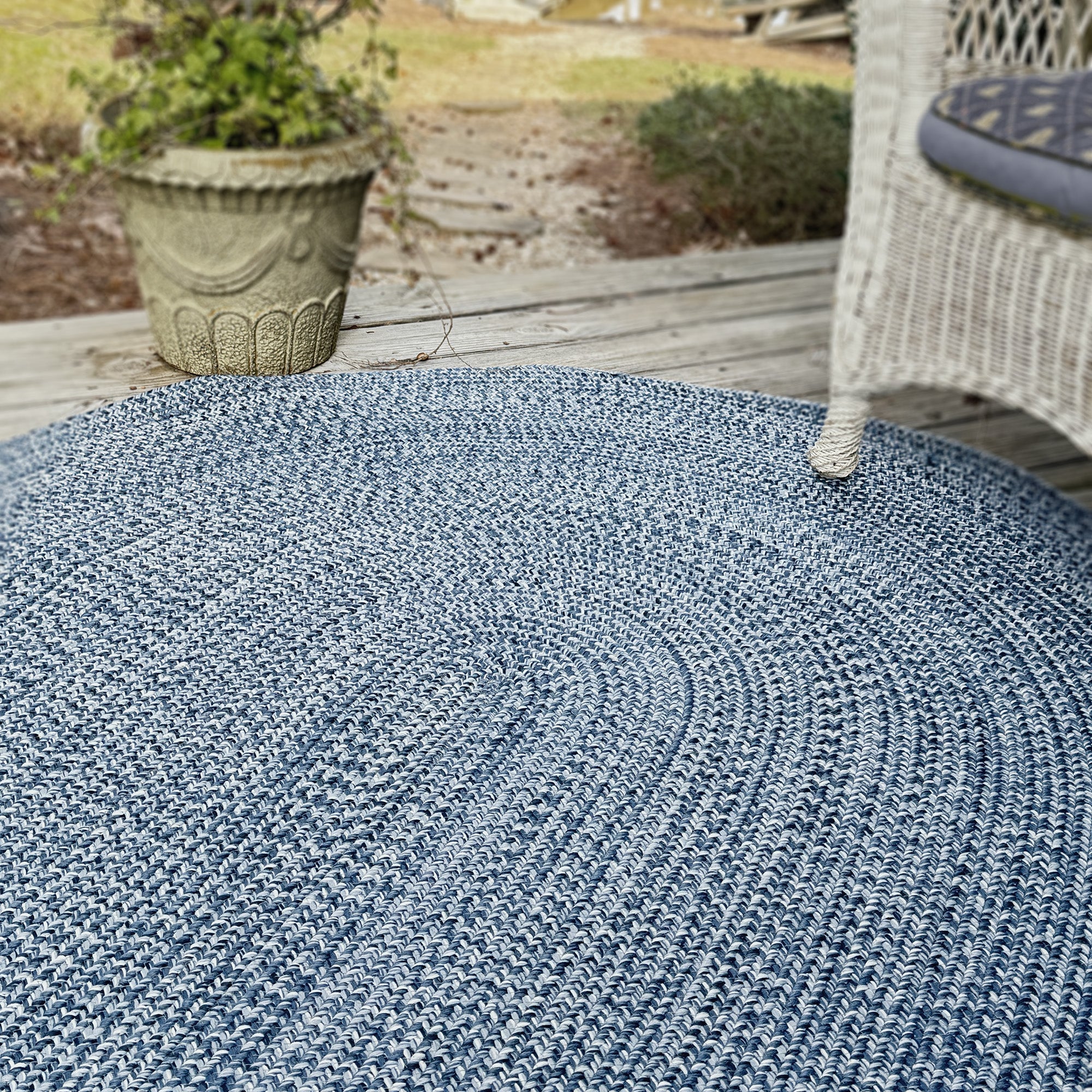 Seaport Blue Bay Braided Rug Oval image