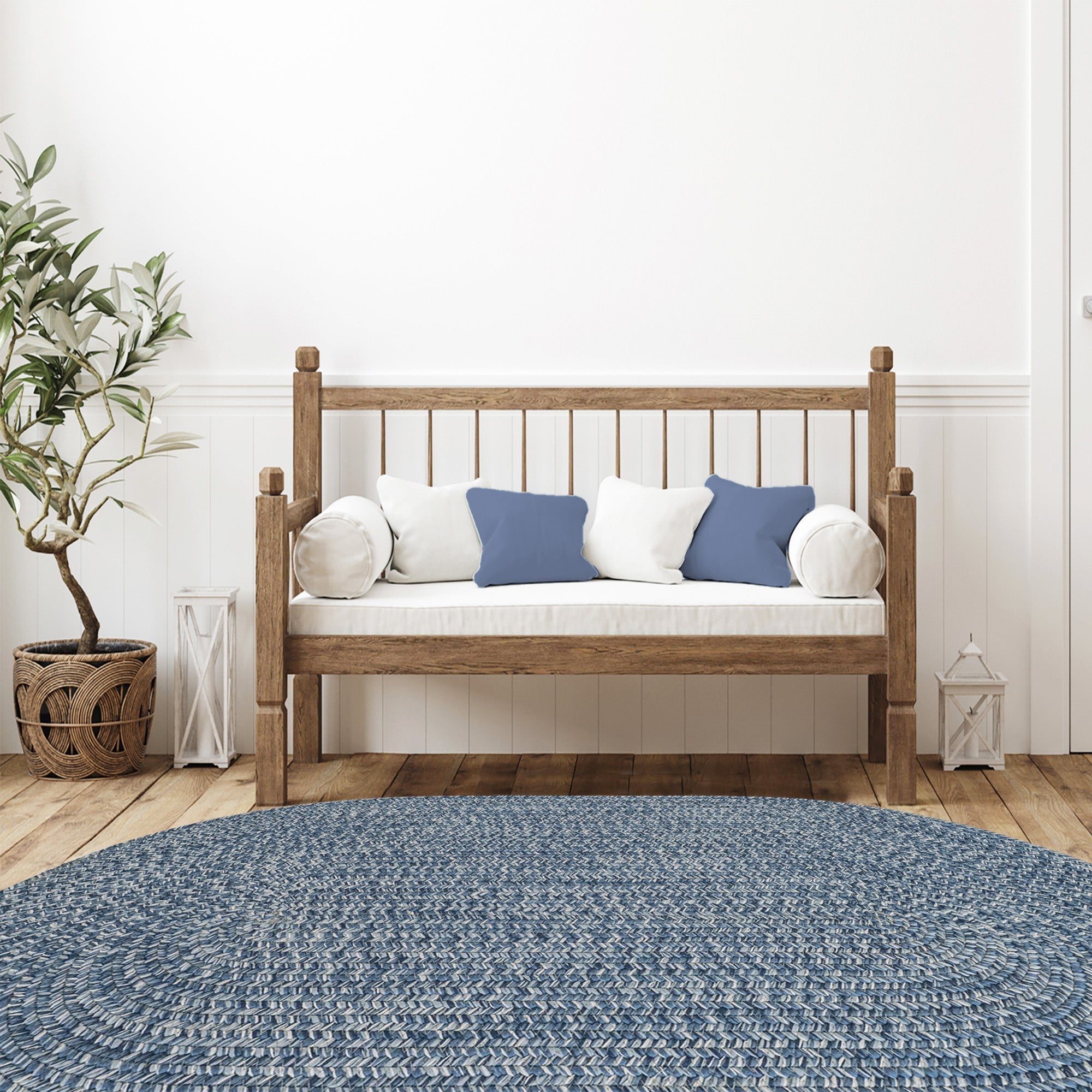 Seaport Blue Bay Braided Rug Oval image