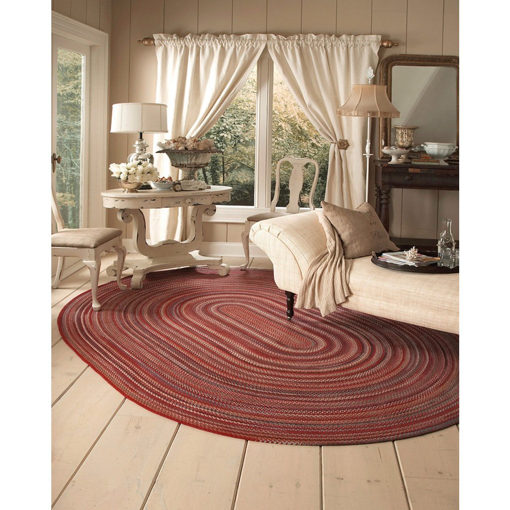 Americana Country Red Braided Rug Oval image