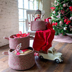 Happy Holidays Christmas Multi Braided Rug Basket Roomshot image