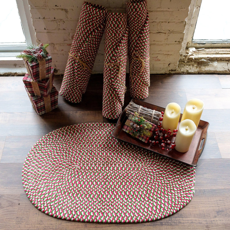 Happy Holidays Christmas Multi Braided Rug Oval Roomshot image