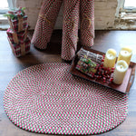 Happy Holidays Christmas Multi Braided Rug Oval Roomshot image