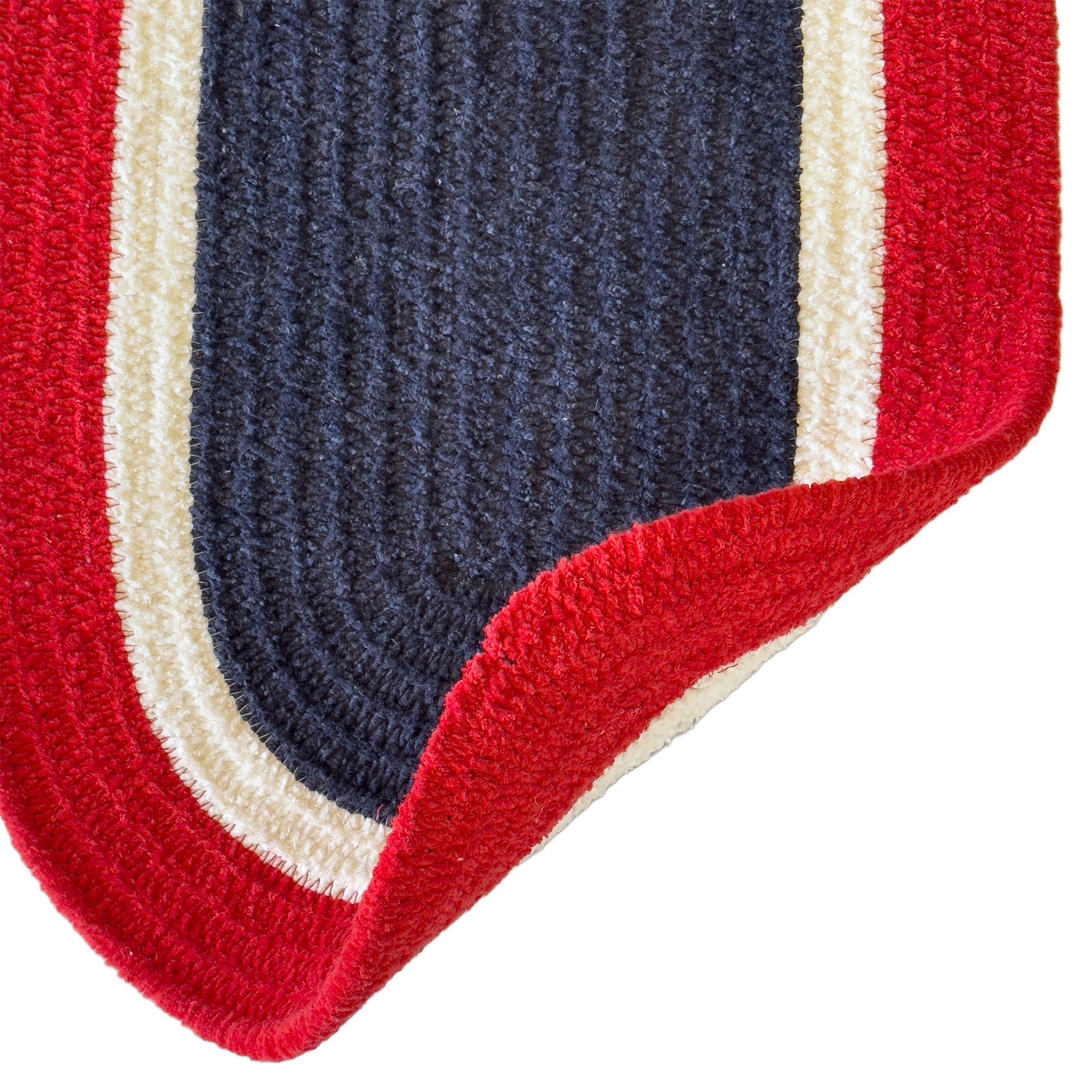 Happy Holidays-America Red White Blue Braided Rug Oval image