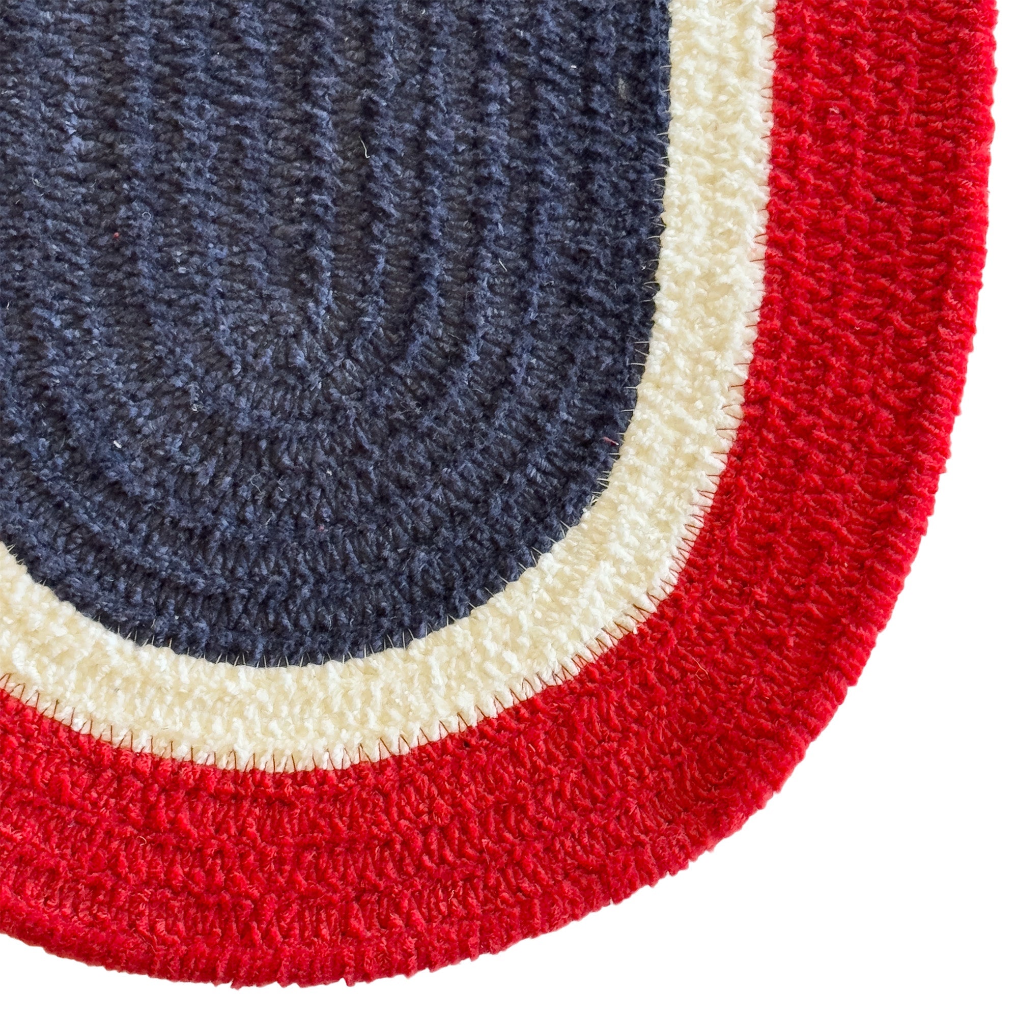 Happy Holidays-America Red White Blue Braided Rug Oval image
