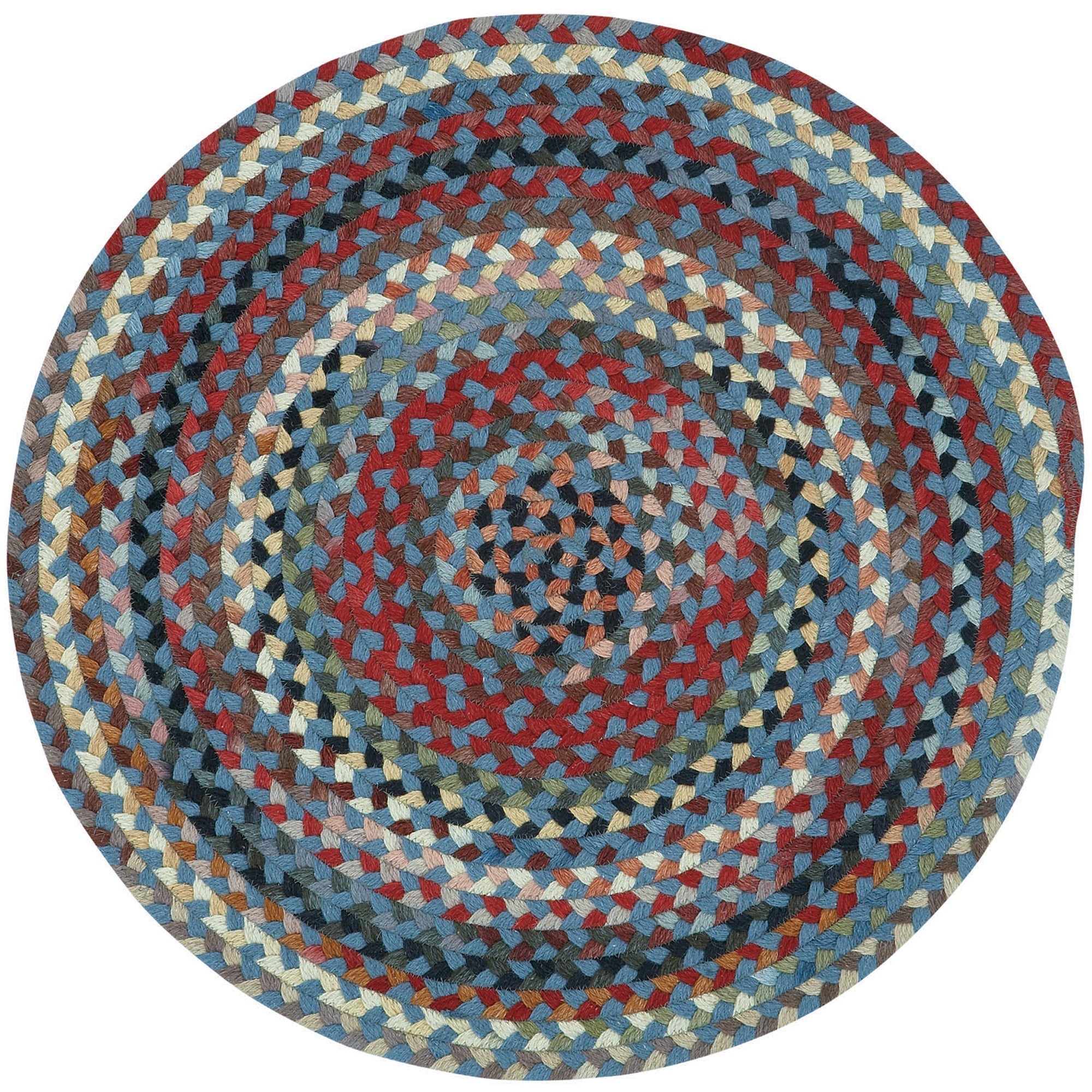 Plymouth Colony Blue Braided Rug Round image