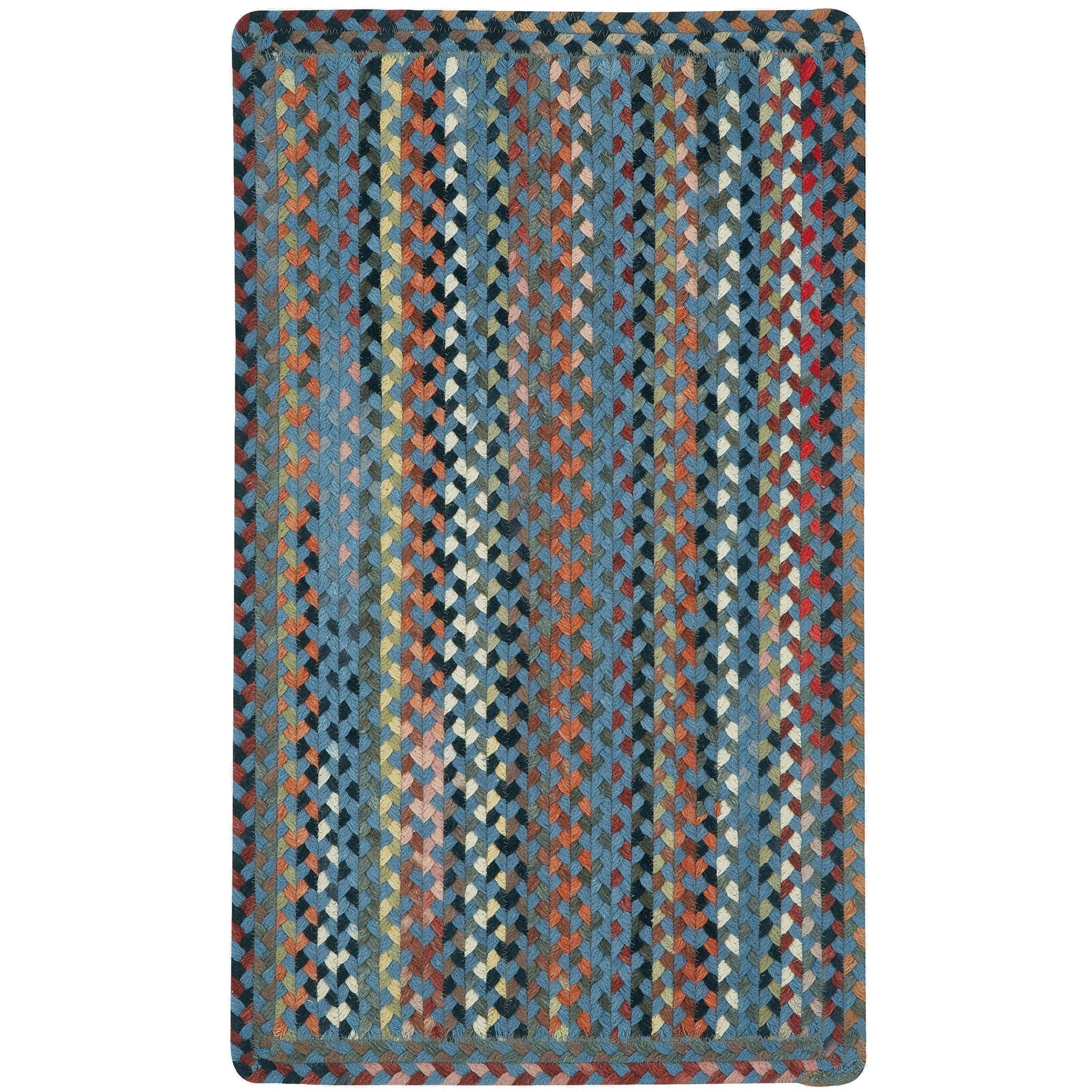 Plymouth Colony Blue Braided Rug Vertical Stripe Rectangle image