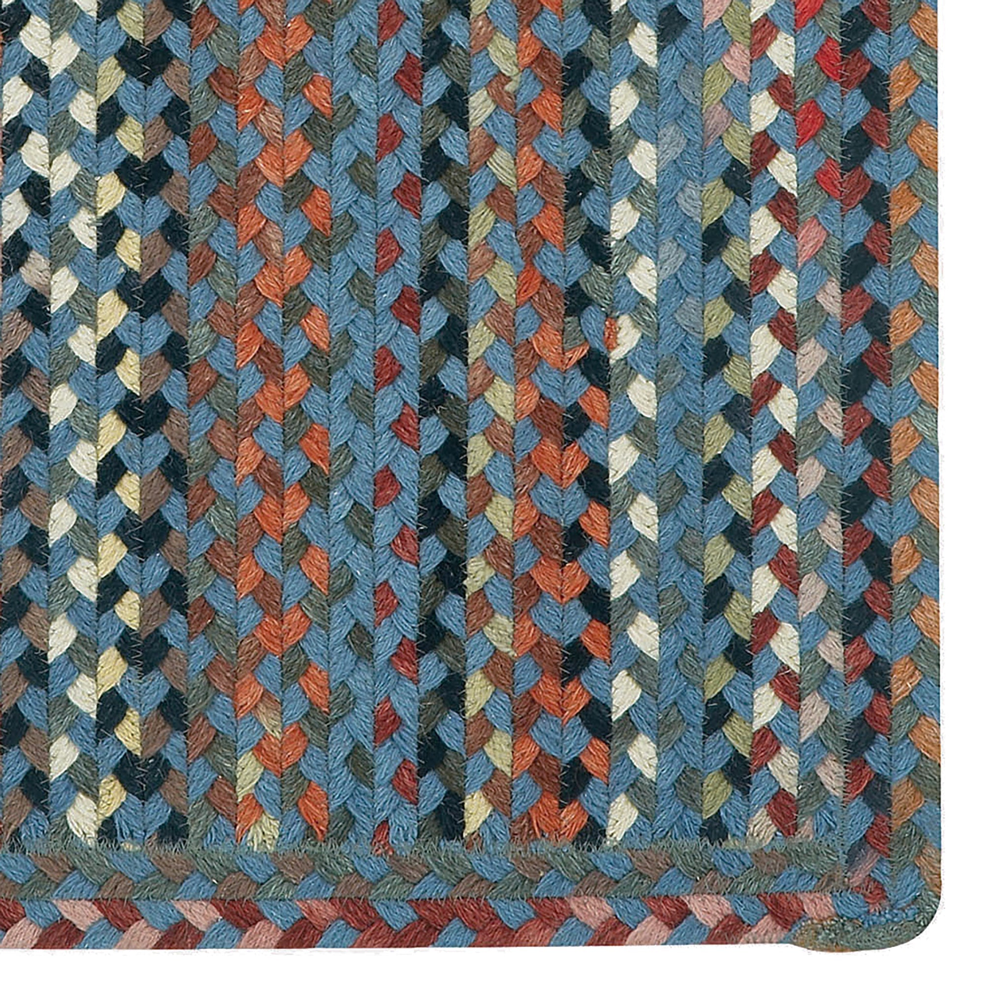 Plymouth Colony Blue Braided Rug Vertical Stripe Rectangle image