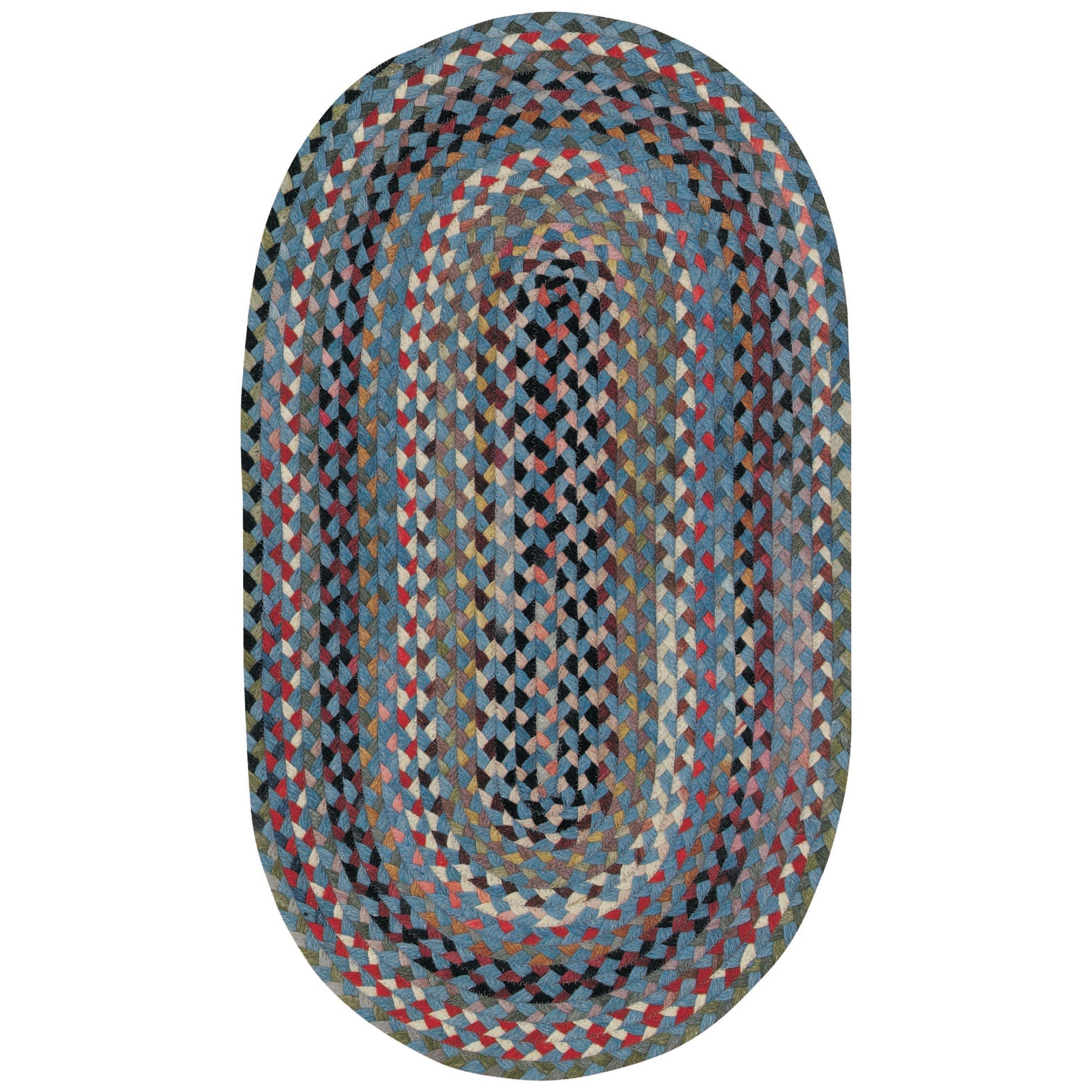 Plymouth Colony Blue Braided Rug Oval image