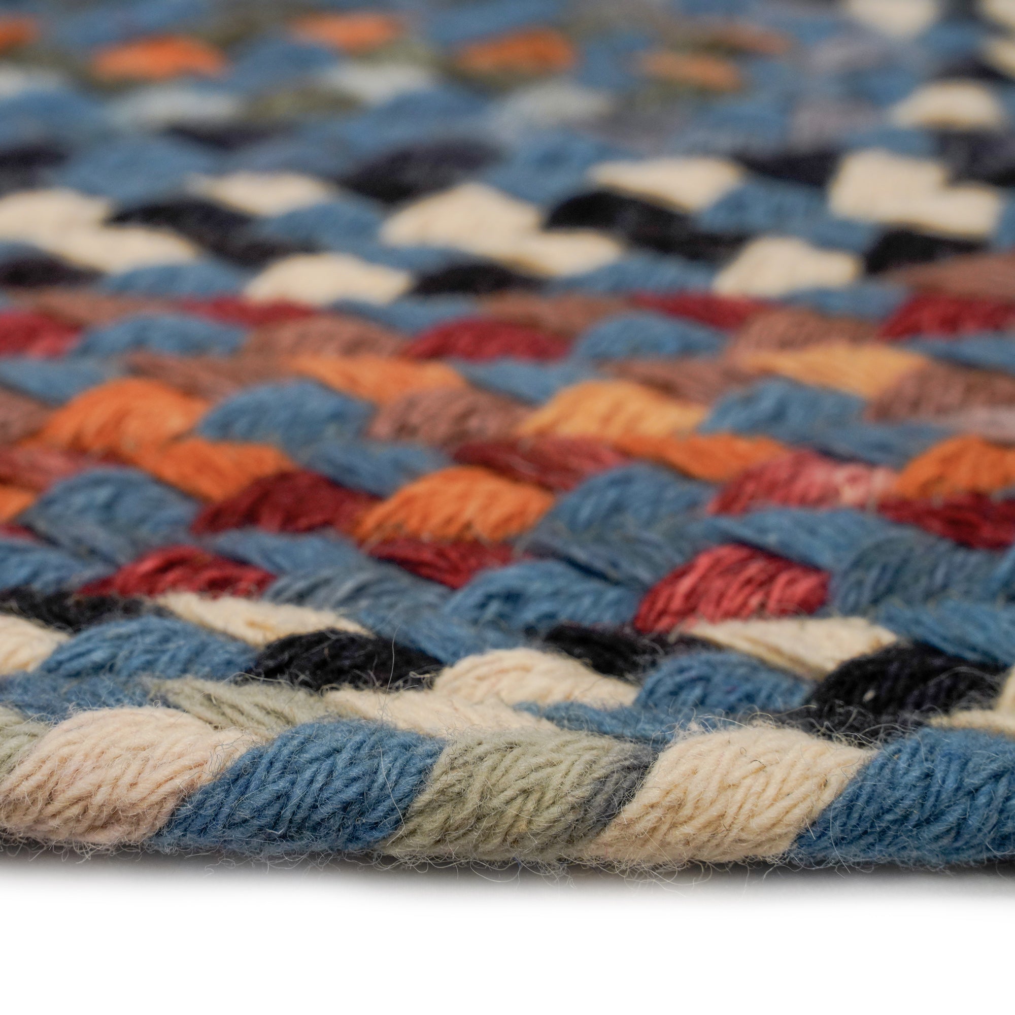 Plymouth Colony Blue Braided Rug Oval image