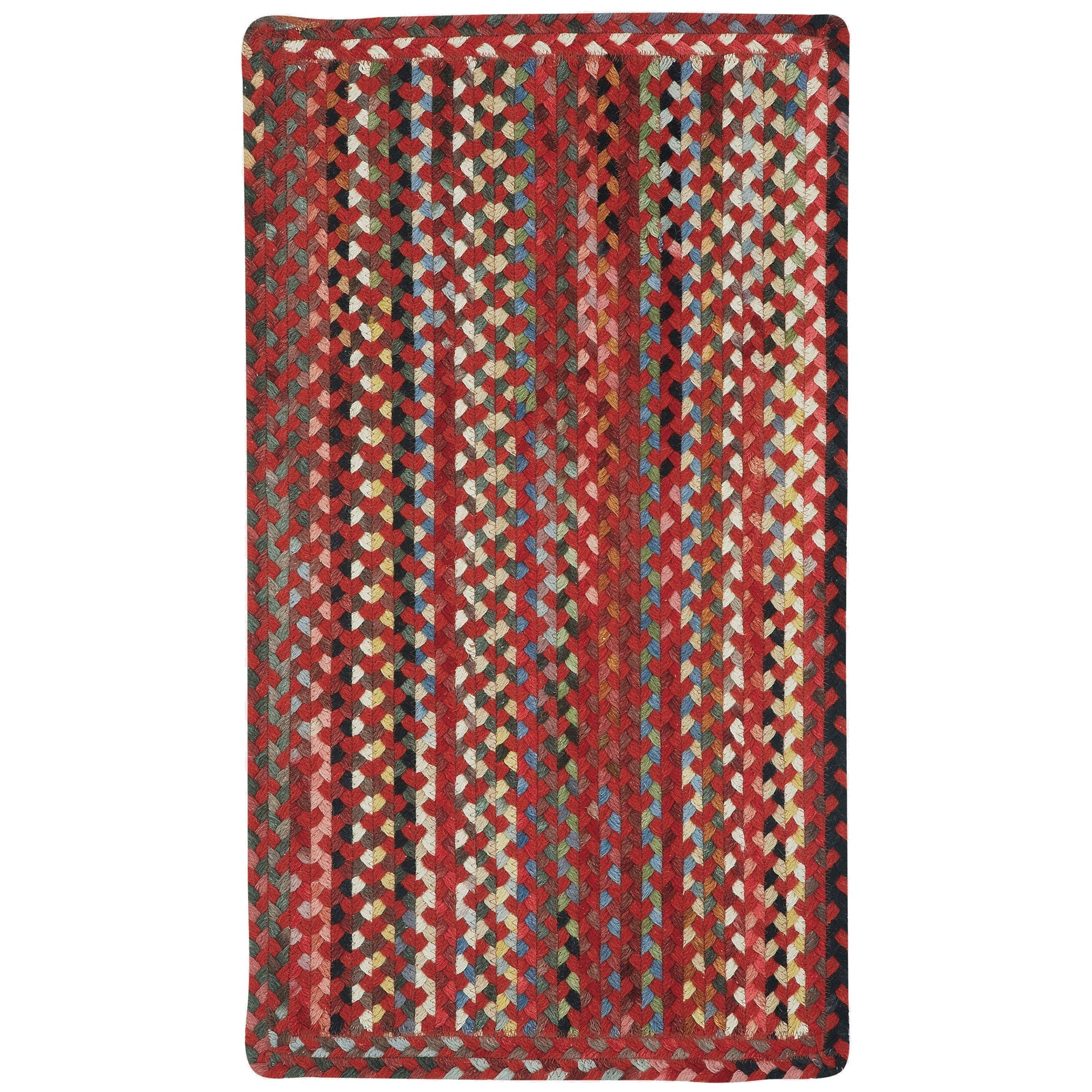 Plymouth Country Red Braided Rug Vertical Stripe Rectangle image